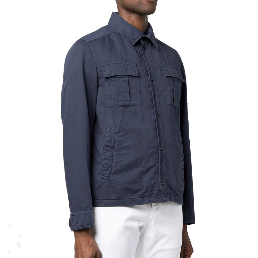 Herno Blue Cotton Coat | Regal Royce