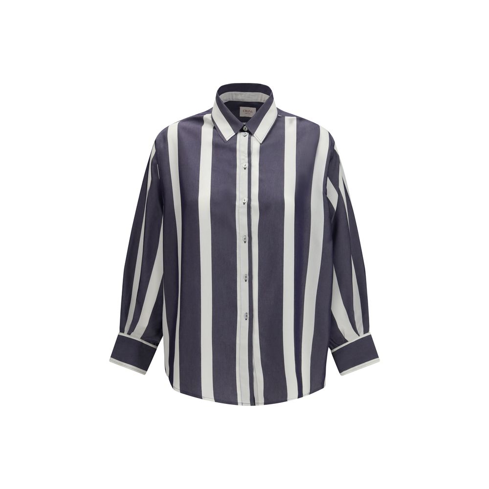 Cruna Blue Viscose Pattern Shirt | Regal Royce
