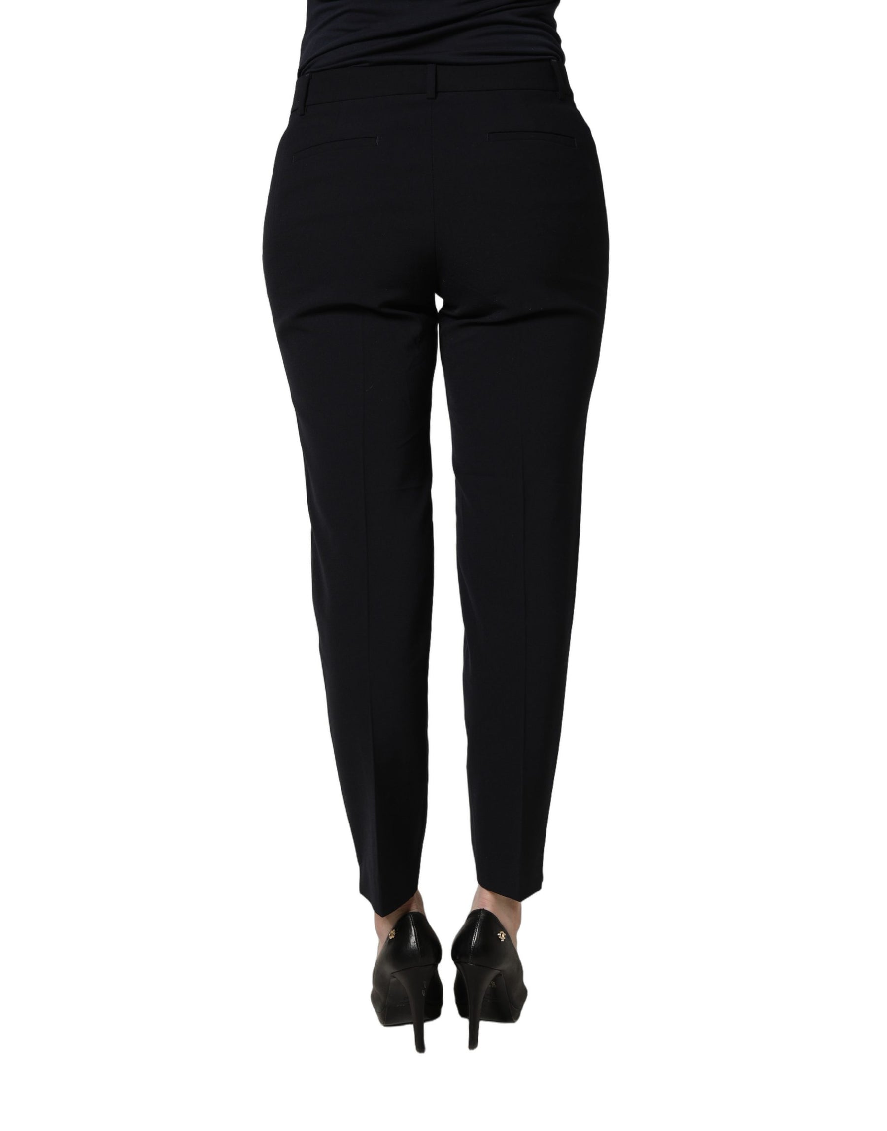 Peserico Black Skinny Mid Waist Chino Women Trouser Pants | Regal Royce