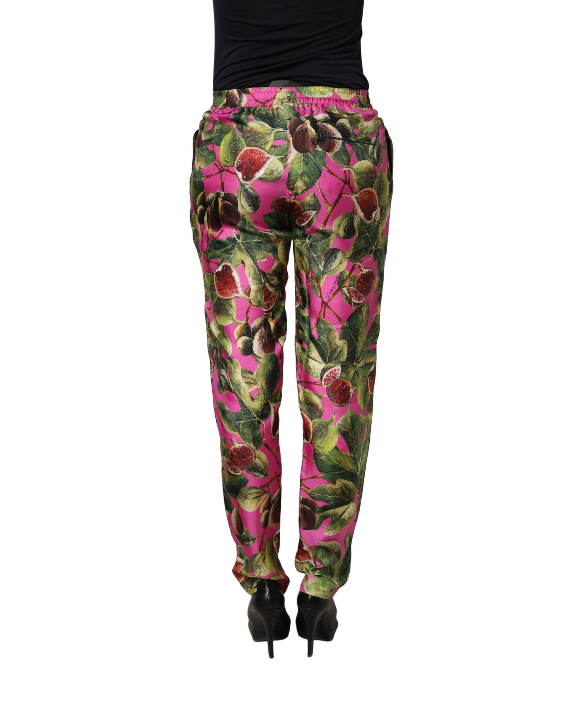 Dolce & Gabbana Fuchsia Fig Fruit Leaf Tapered Trouser Pants | Regal Royce