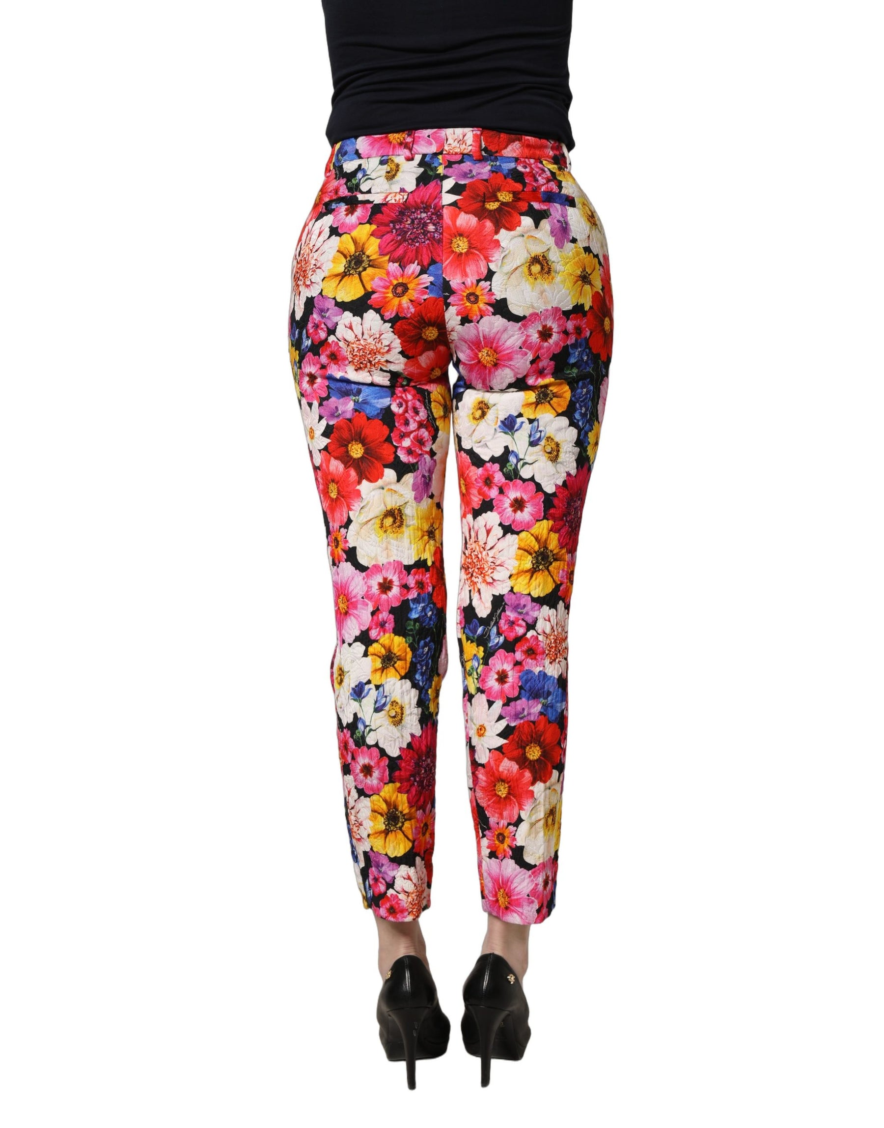Dolce & Gabbana Multicolor Floral Print Tapered Trouser Pants | Regal Royce
