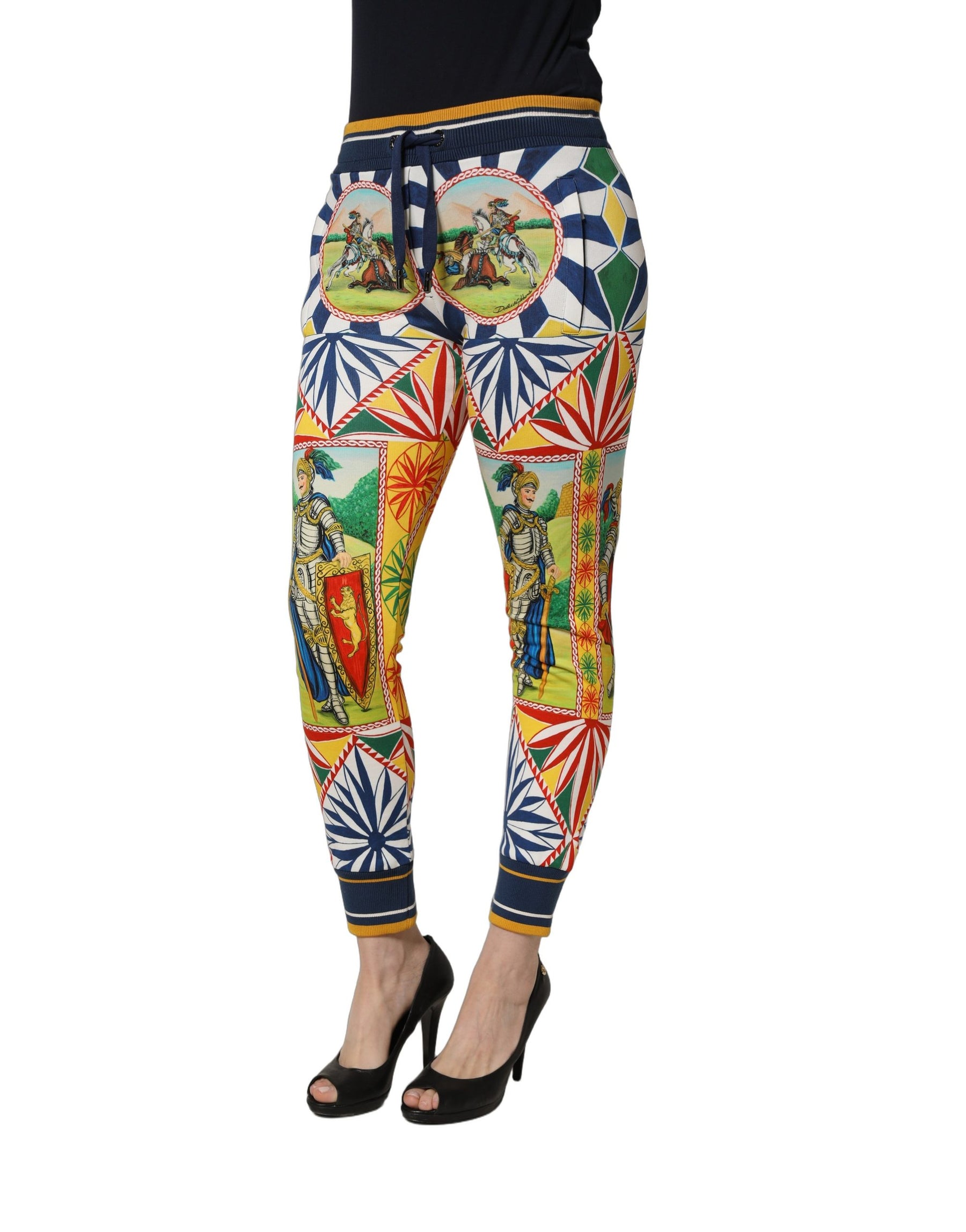 Dolce & Gabbana Multicolor Siciliano Saretto Joggers Pants | Regal Royce