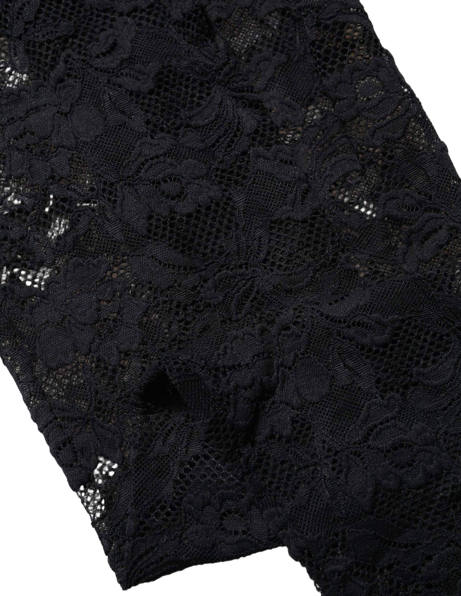 Dolce & Gabbana Black Floral Lace Thigh High Stockings Socks | Regal Royce