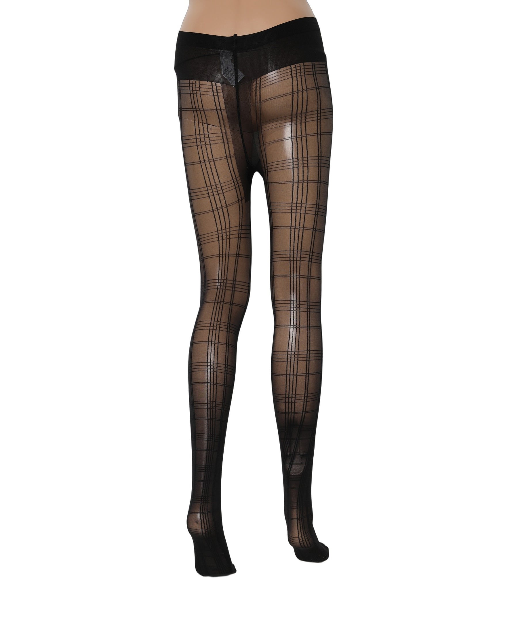 Dolce & Gabbana Black Nylon Tartan Pattern Tights Stockings Socks | Regal Royce