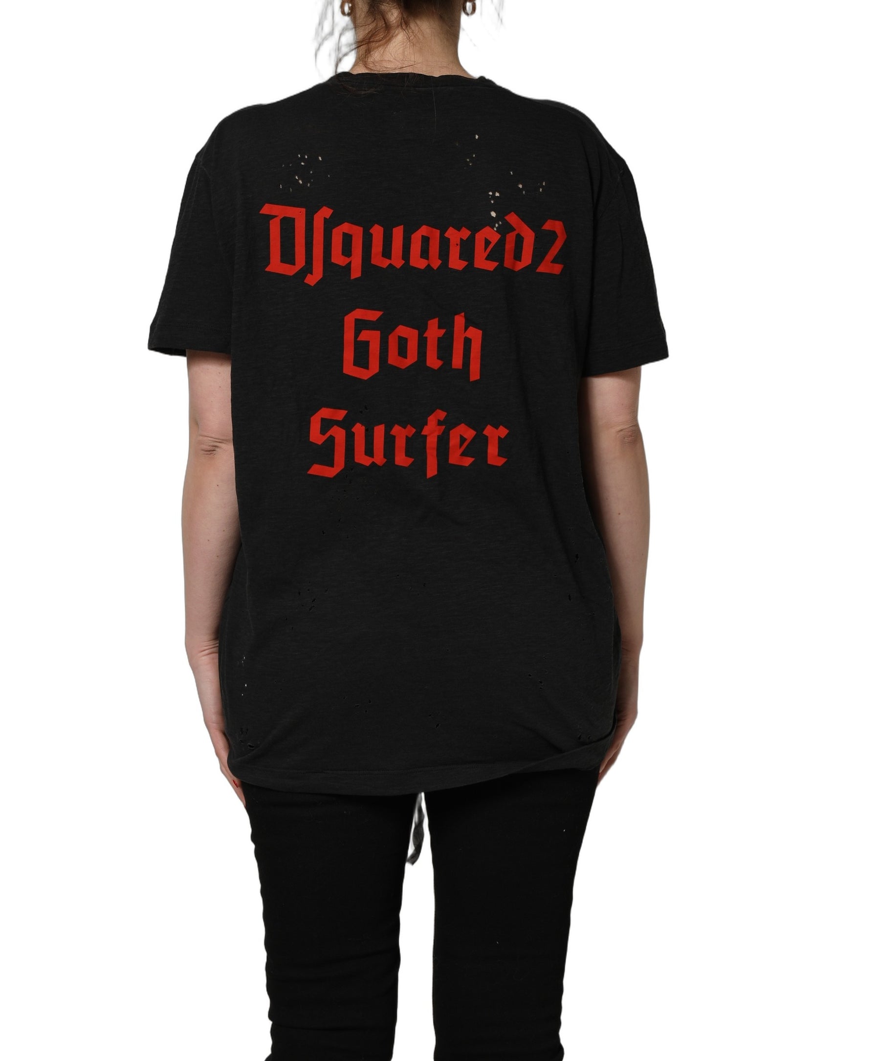 Dsquared² Black Chain Embellished Cotton Short Sleeve T-shirt | Regal Royce