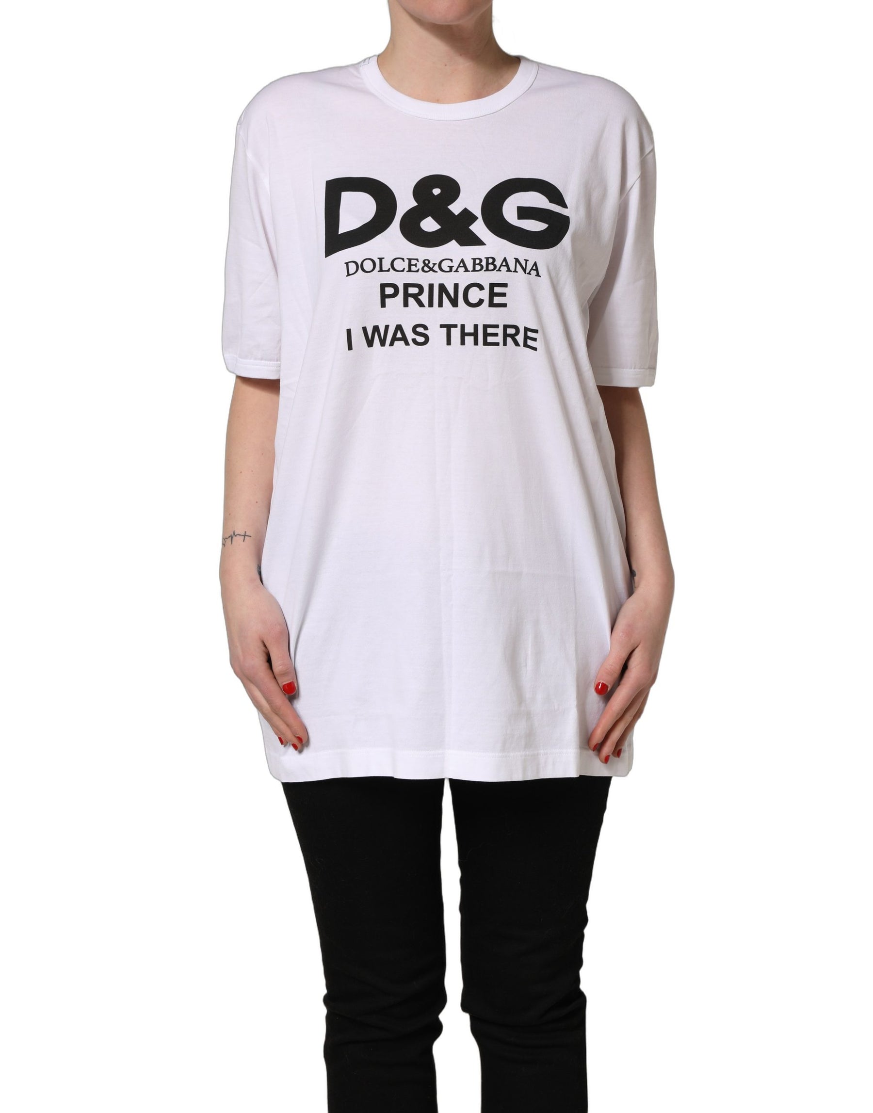 Dolce & Gabbana White D&G PRINCE I WAS THERE Crew Neck T-shirt | Regal Royce