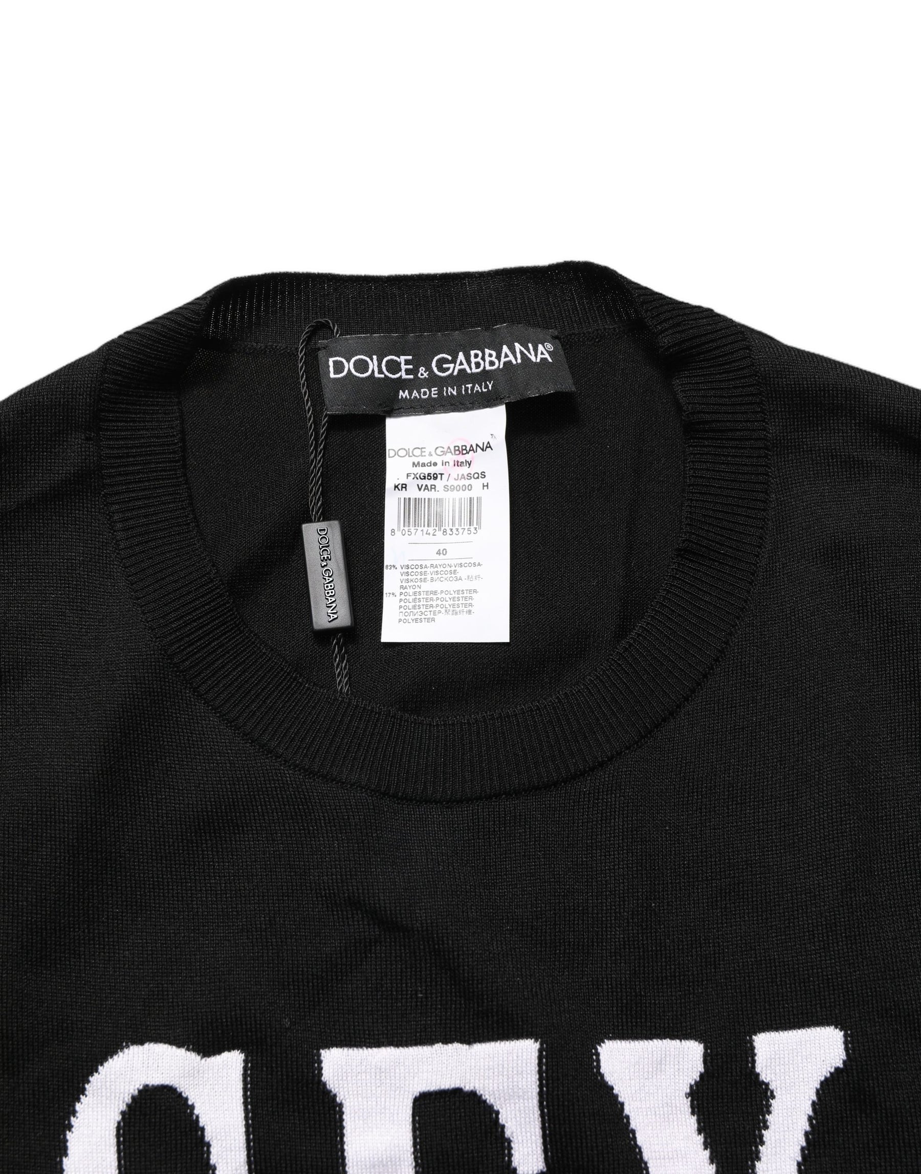 Dolce & Gabbana Black Graphic Print Long-Sleeved Top | Regal Royce