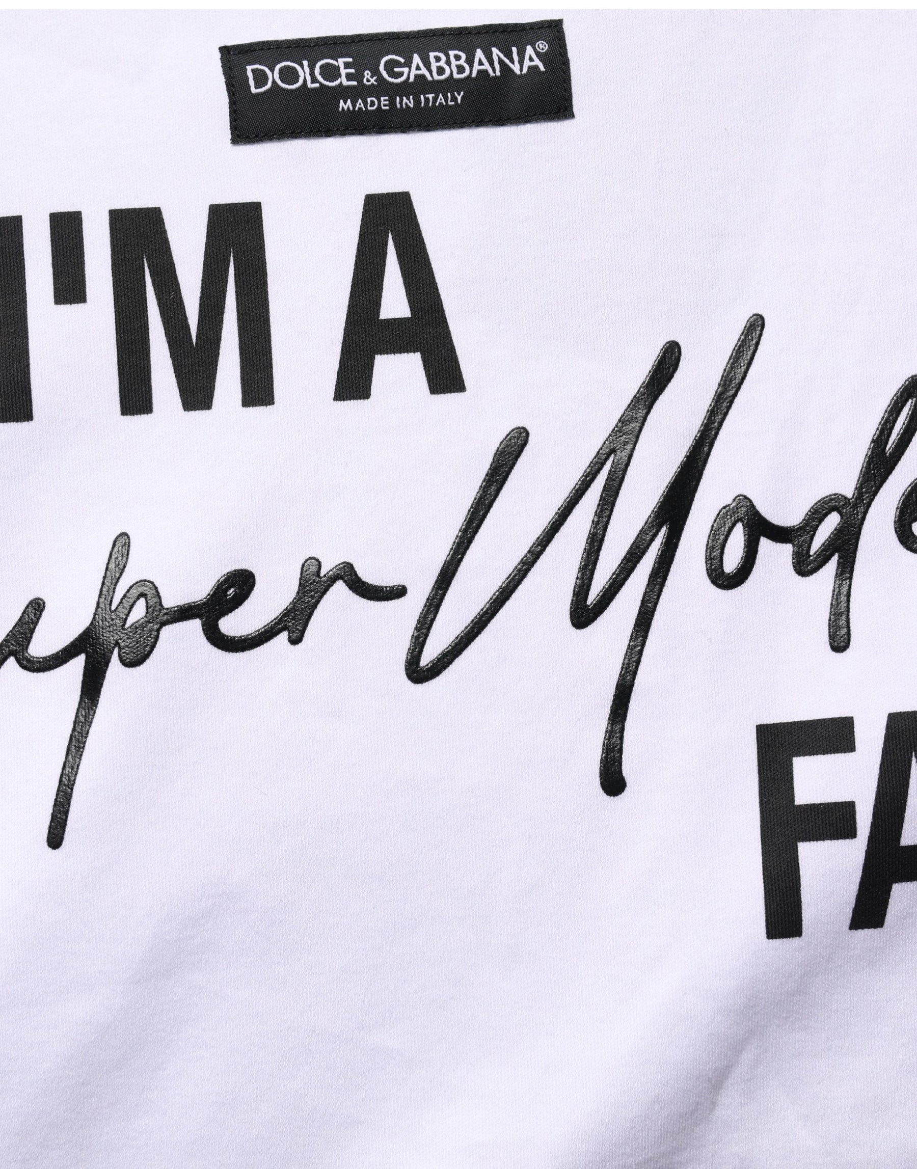 Dolce & Gabbana White I'm A Super Model Fan Print Jersey T-shirt | Regal Royce