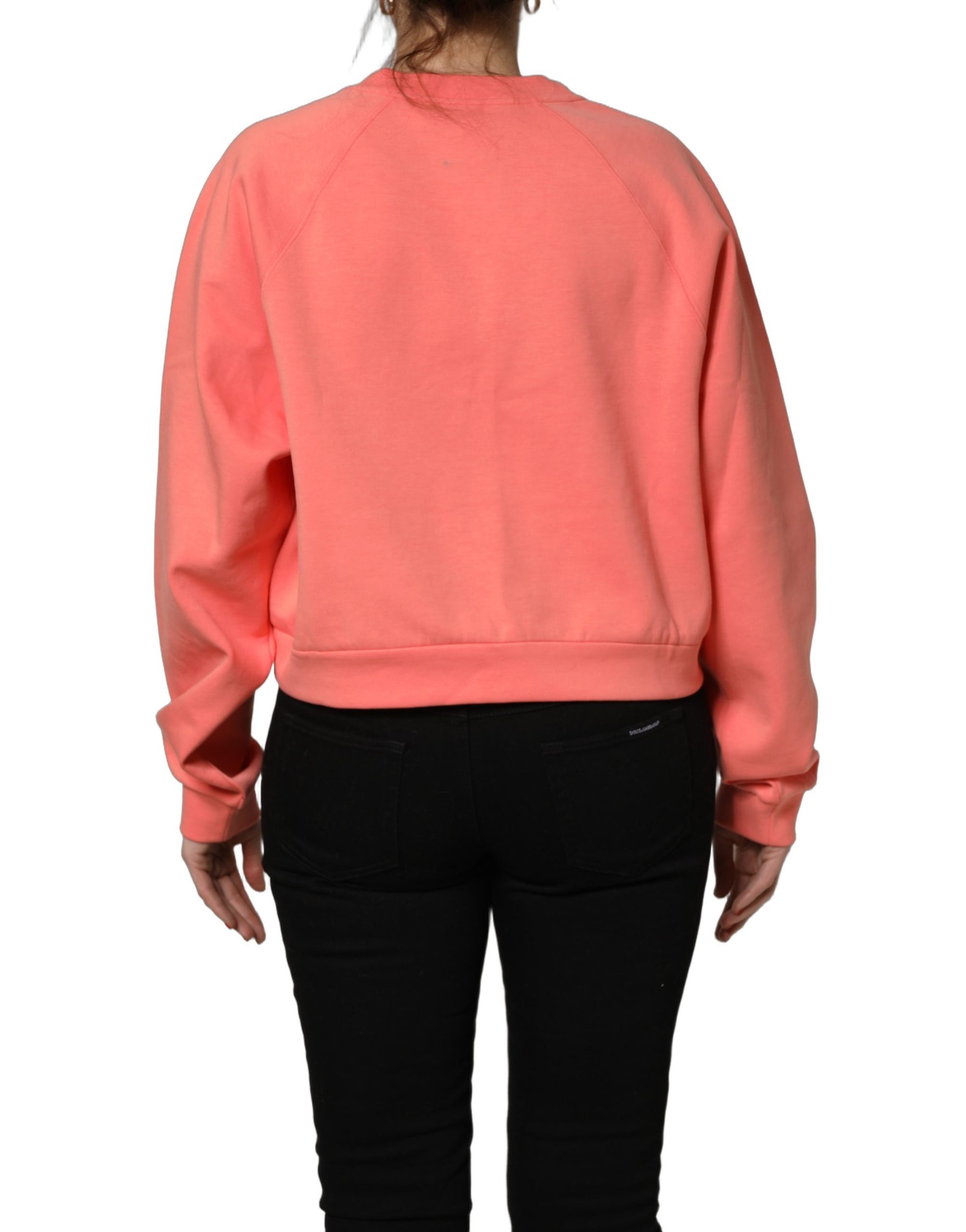 Dolce & Gabbana Pink Graphic Crew Neck Cropped Sweatshirt Sweater | Regal Royce