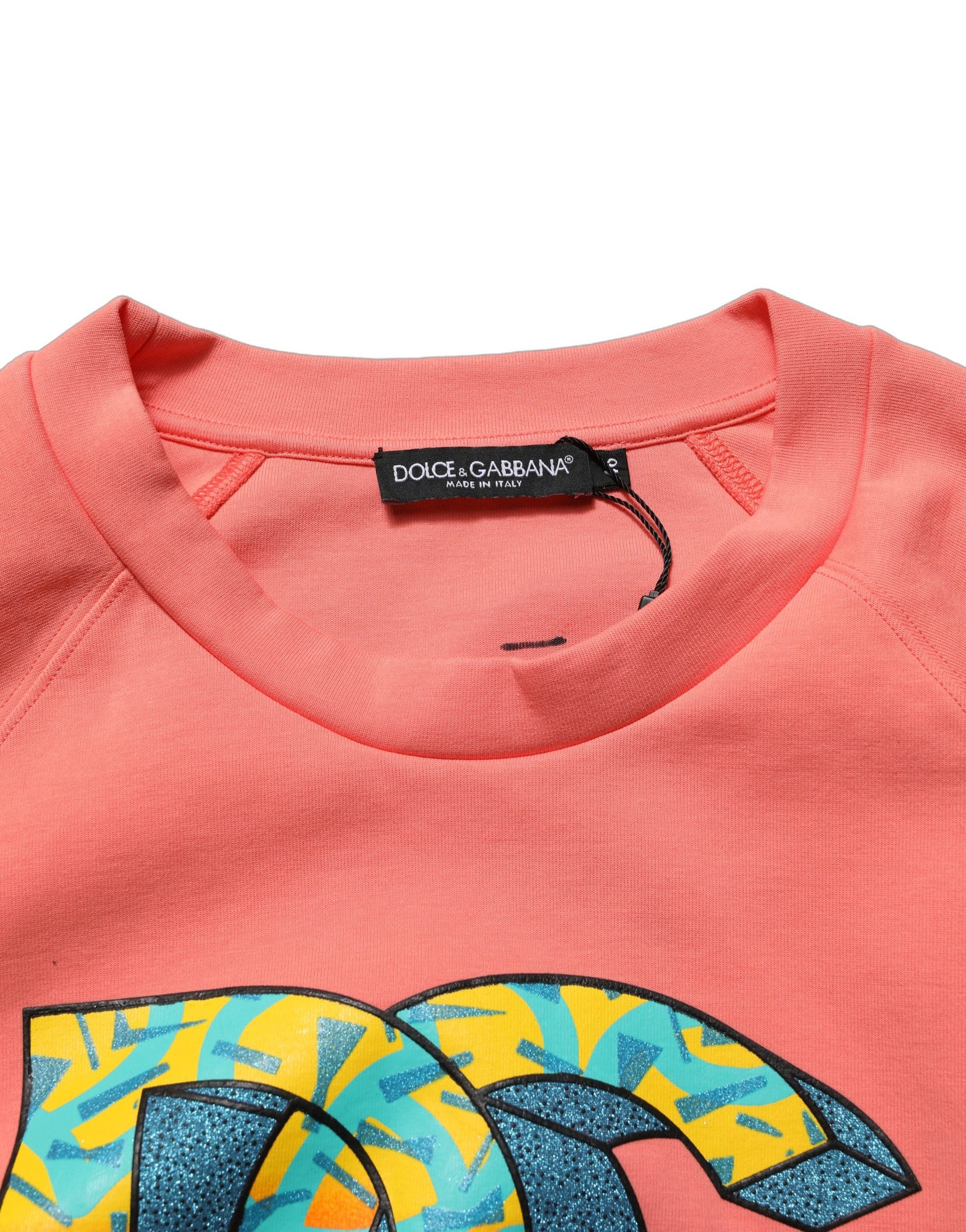 Dolce & Gabbana Pink Graphic Crew Neck Cropped Sweatshirt Sweater | Regal Royce
