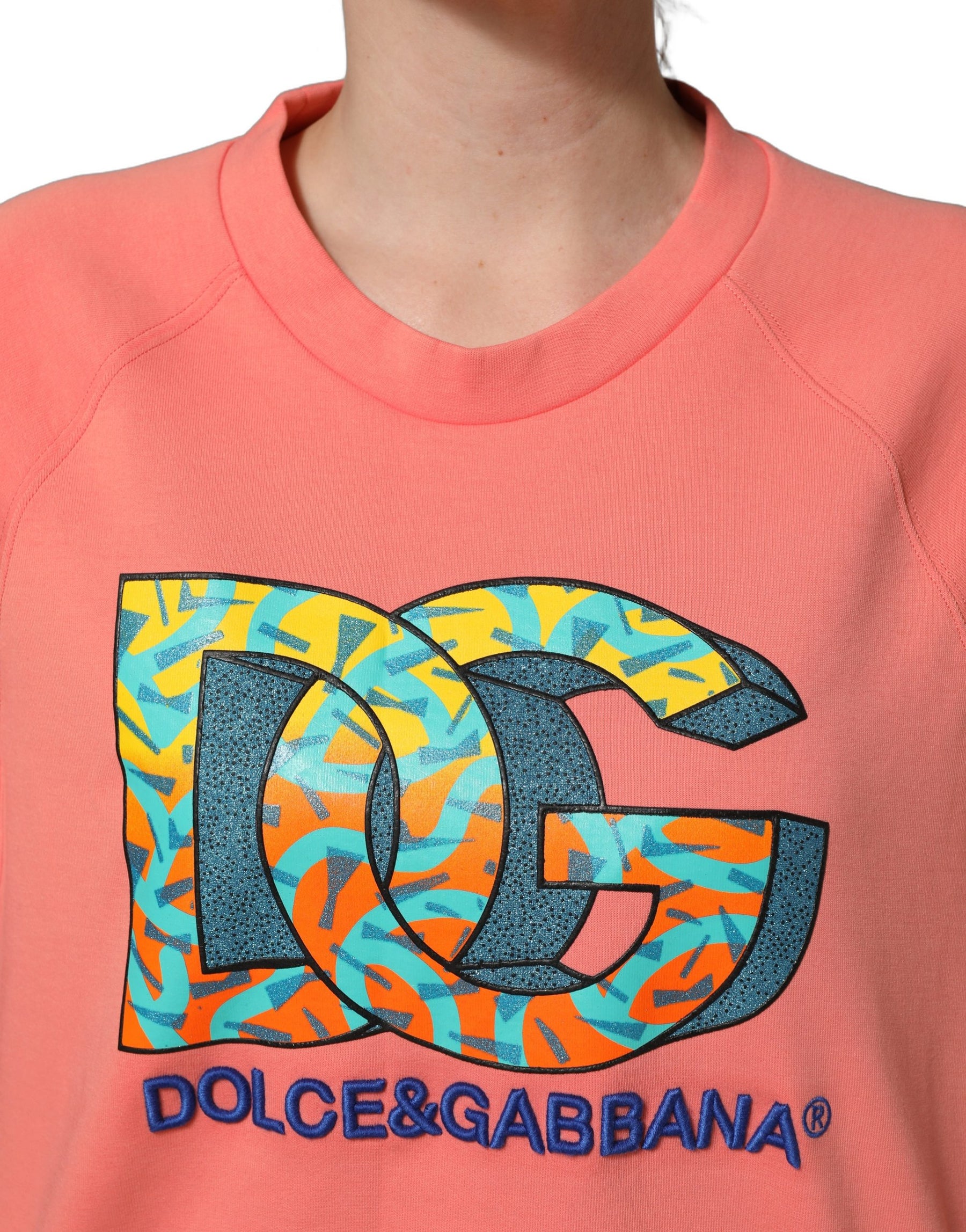 Dolce & Gabbana Pink Graphic Crew Neck Cropped Sweatshirt Sweater | Regal Royce