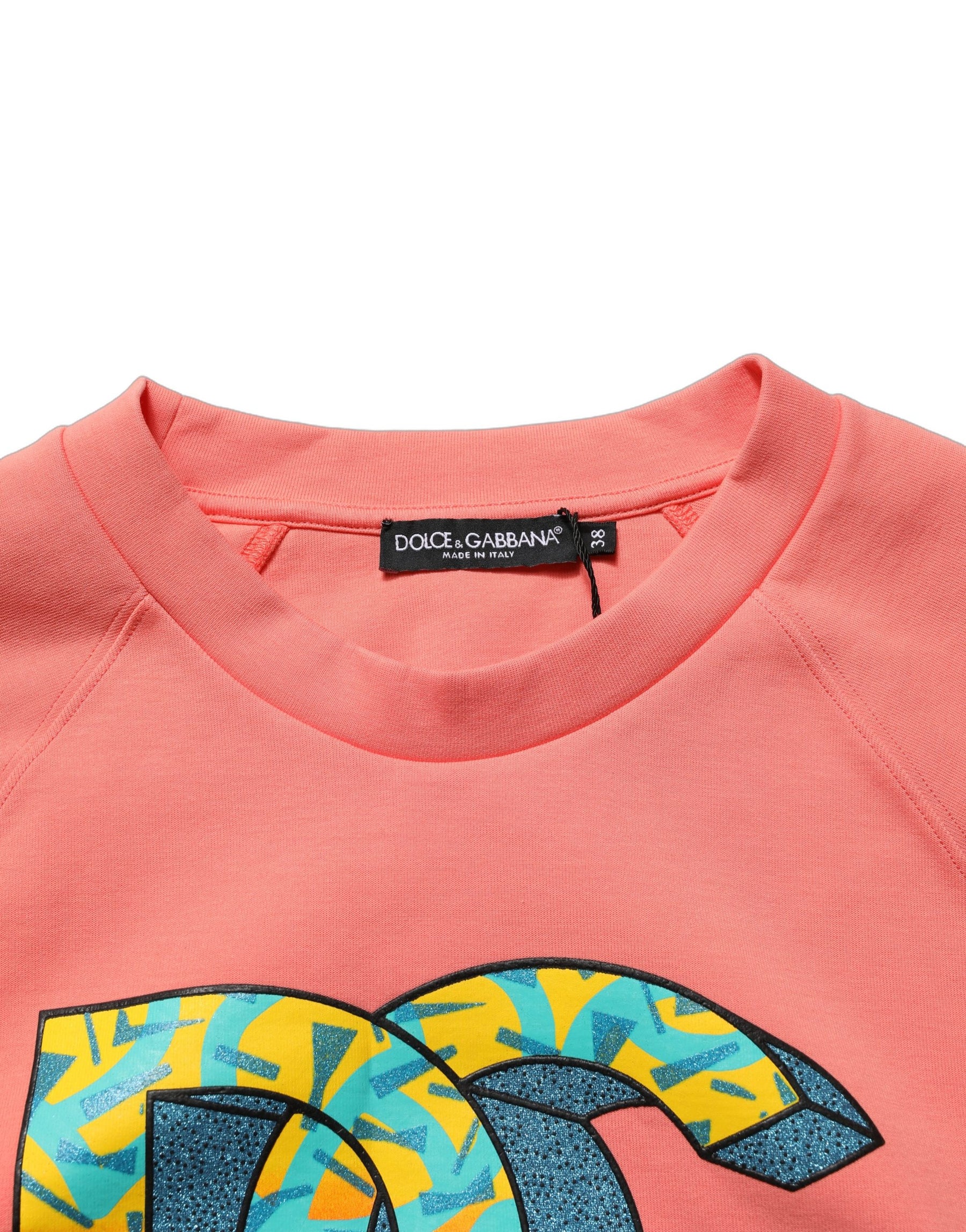 Dolce & Gabbana Pink Graphic Crew Neck Cropped Sweatshirt Sweater | Regal Royce