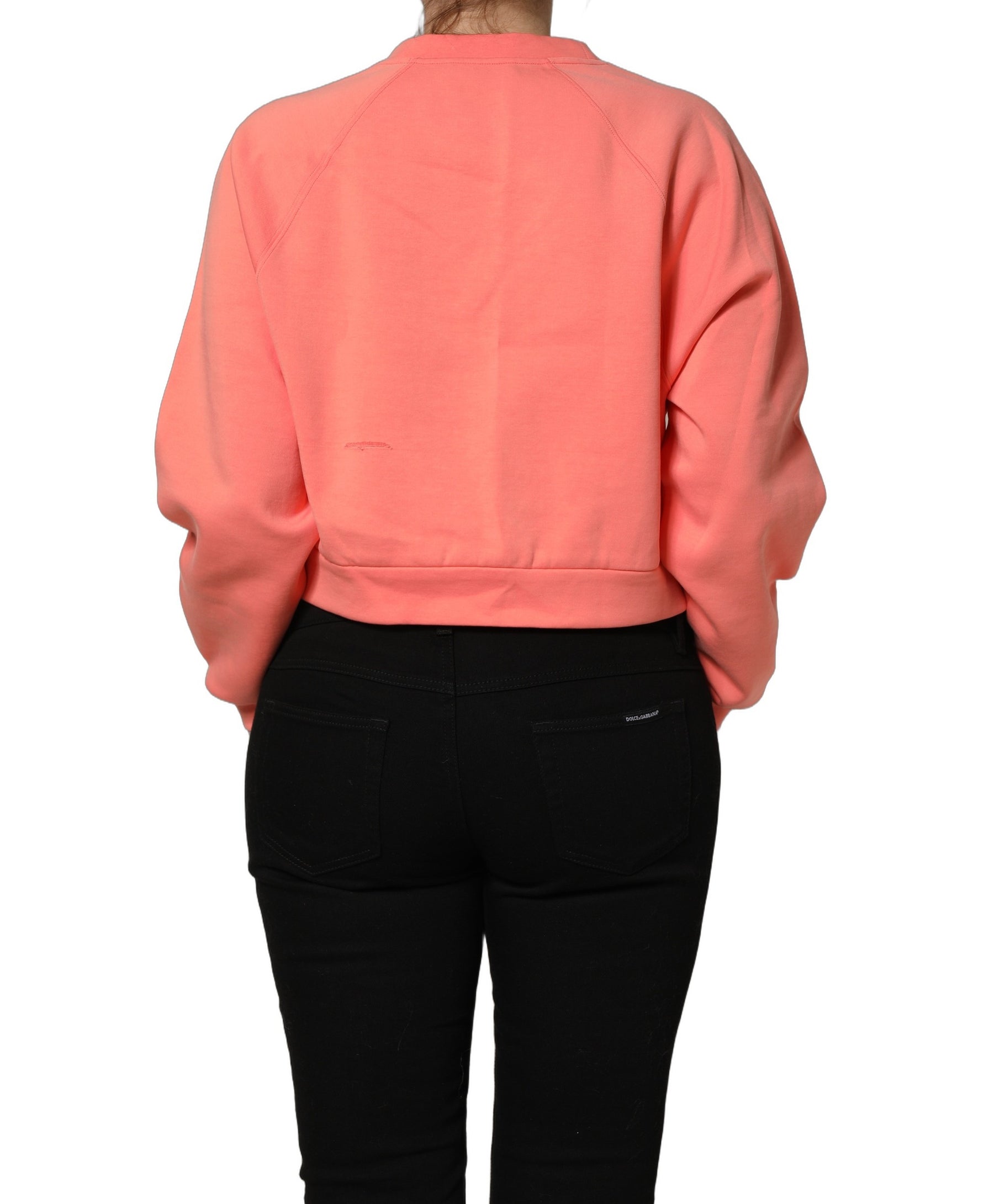 Dolce & Gabbana Pink Graphic Crew Neck Cropped Sweatshirt Sweater | Regal Royce