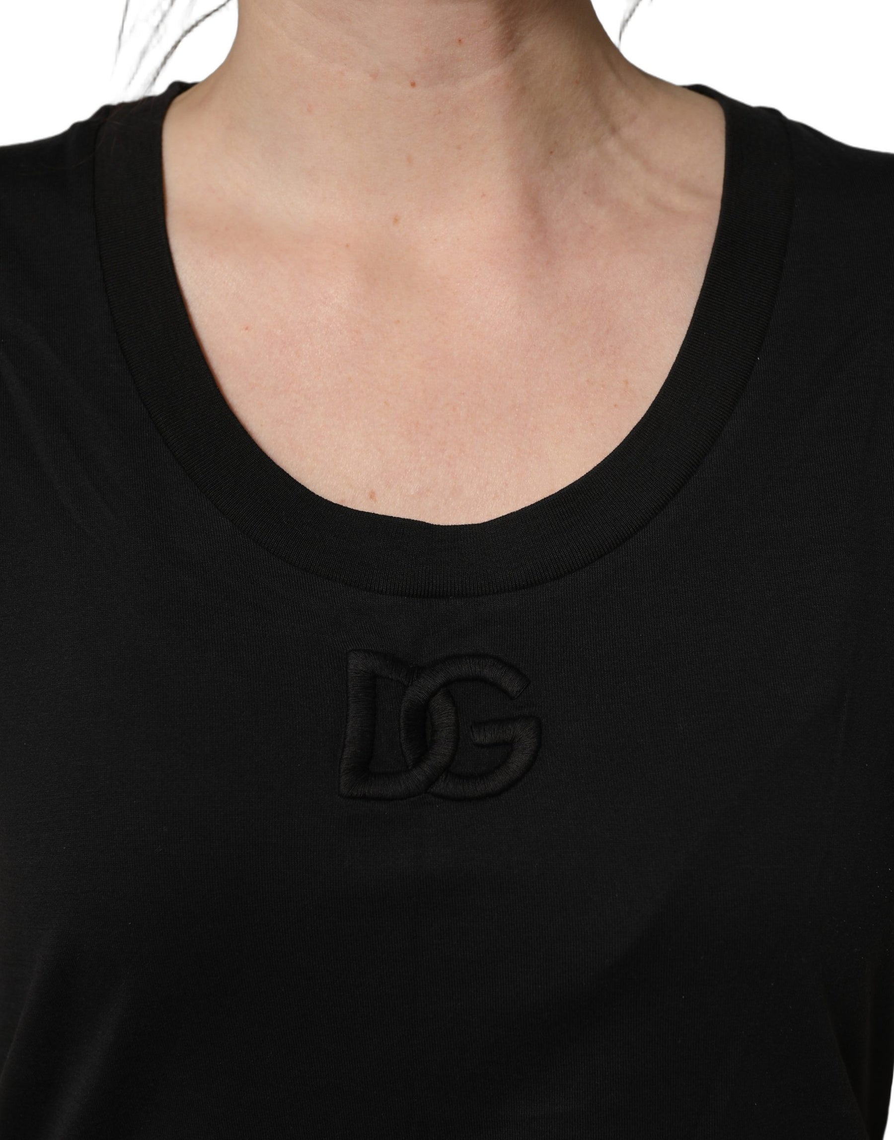 Dolce & Gabbana Black Cotton Short-Sleeve Crew Neck T-shirt | Regal Royce