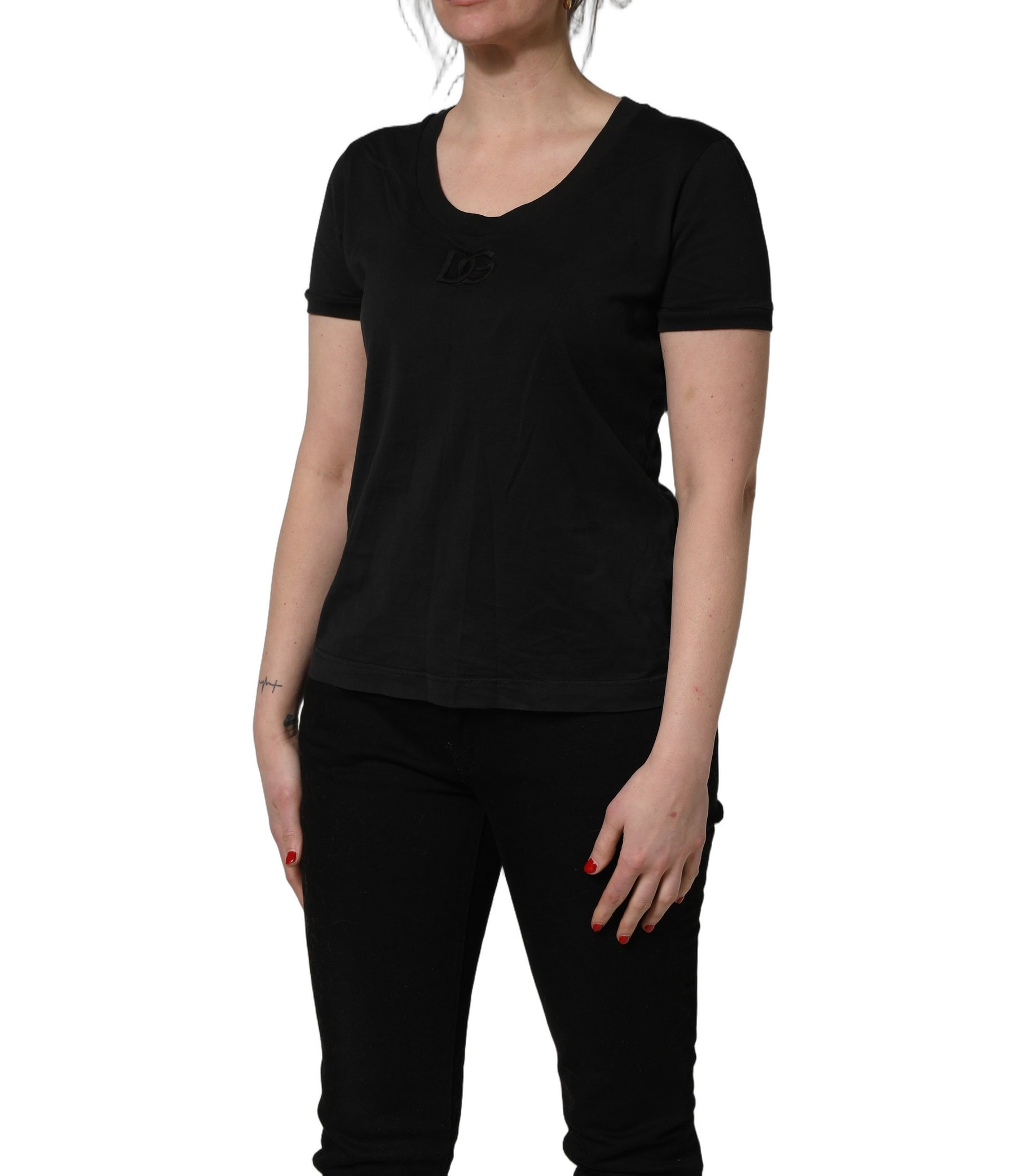 Dolce & Gabbana Black Cotton Short-Sleeve Crew Neck T-shirt | Regal Royce
