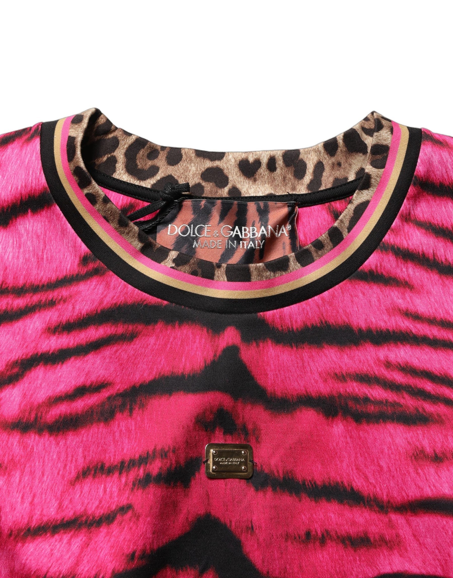 Dolce & Gabbana Pink Zebra Sleeveless Crew Neck Cropped T-shirt | Regal Royce