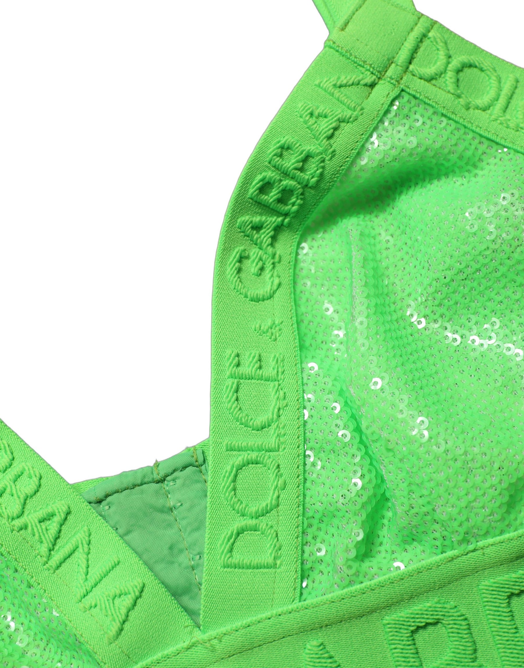 Dolce & Gabbana Neon Green Soft Cup Logo-Trim Bra Cropped Top | Regal Royce