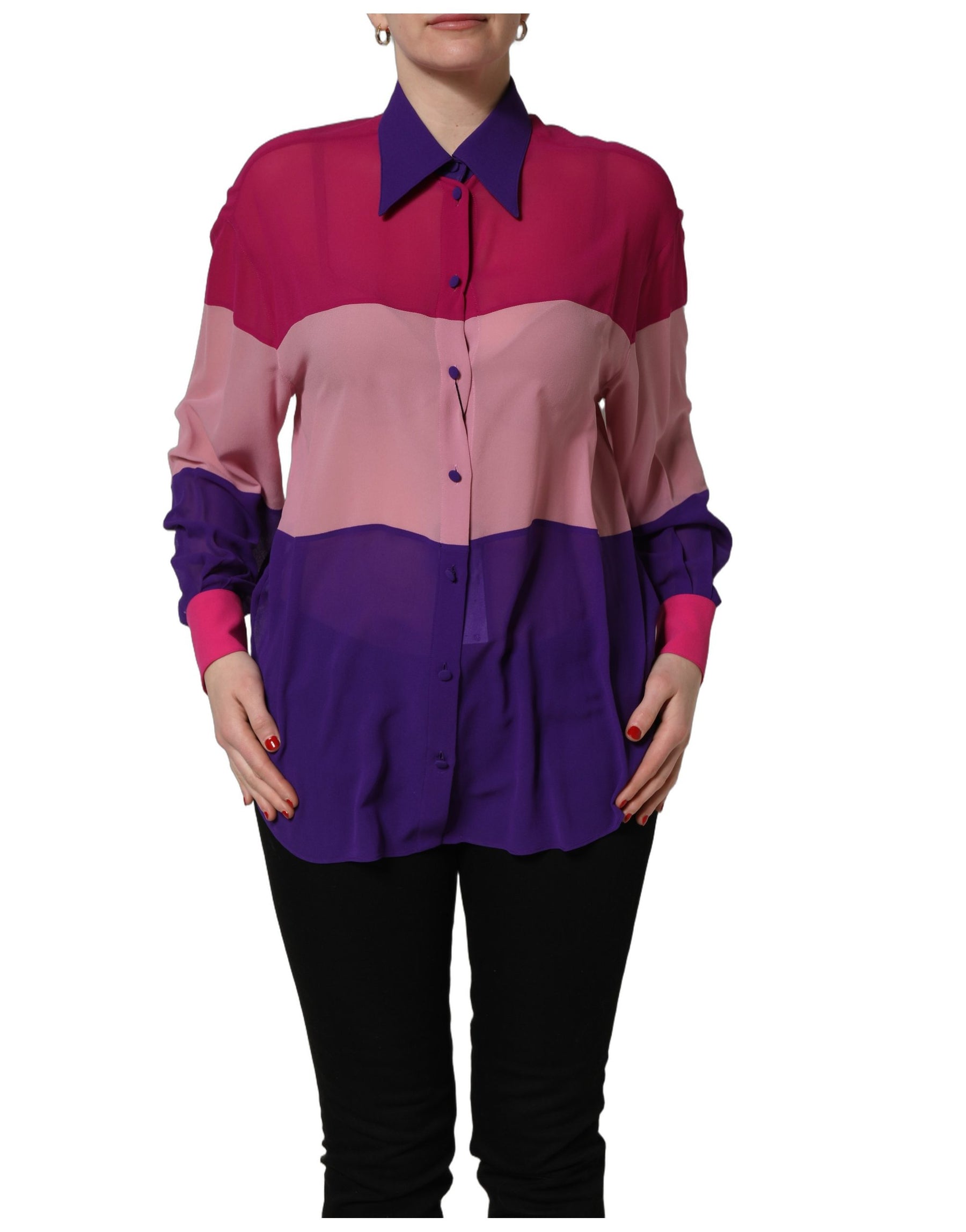 Dolce & Gabbana Multicolor Silk Patchwork Shirt Blouse Top | Regal Royce
