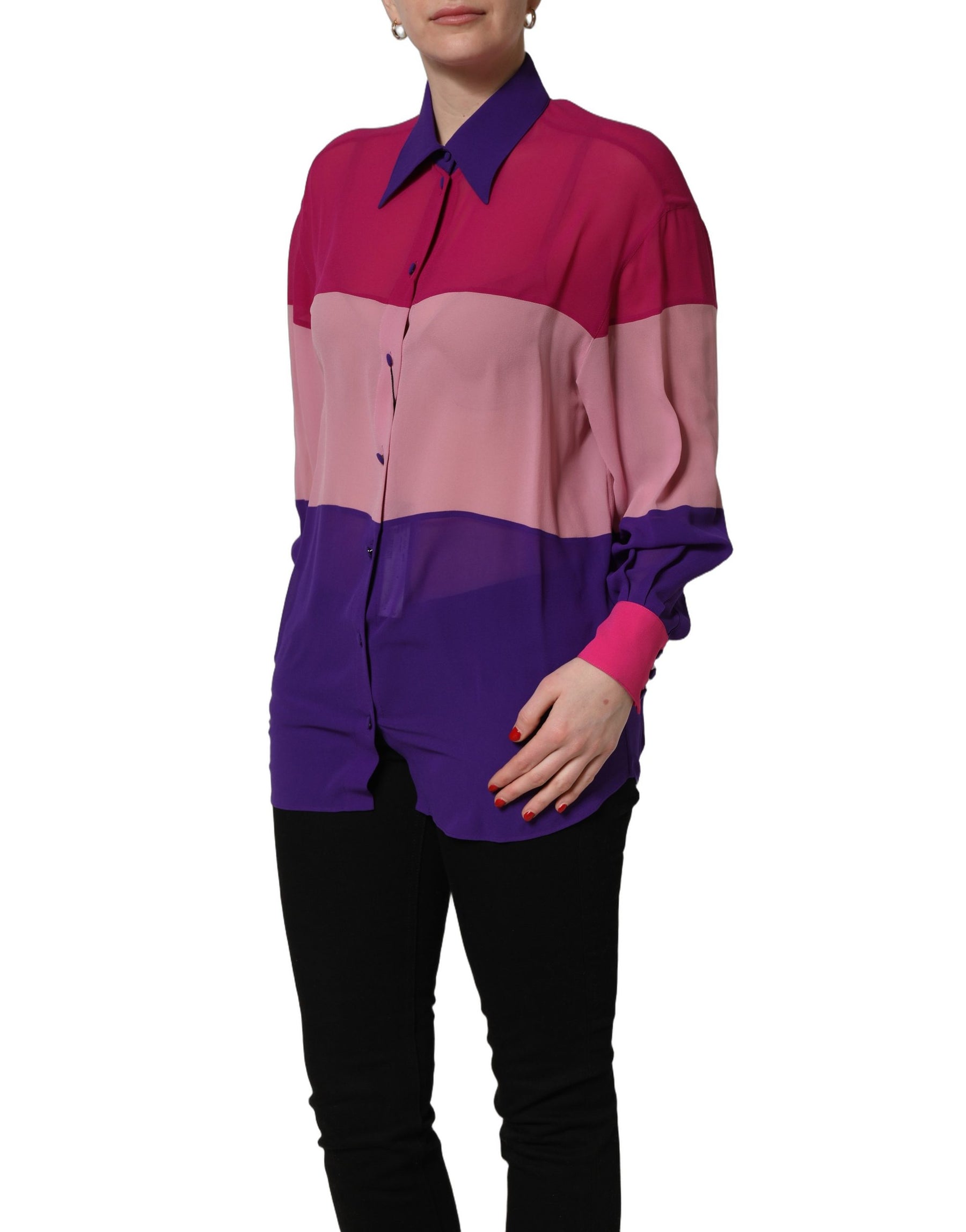 Dolce & Gabbana Multicolor Silk Patchwork Shirt Blouse Top | Regal Royce