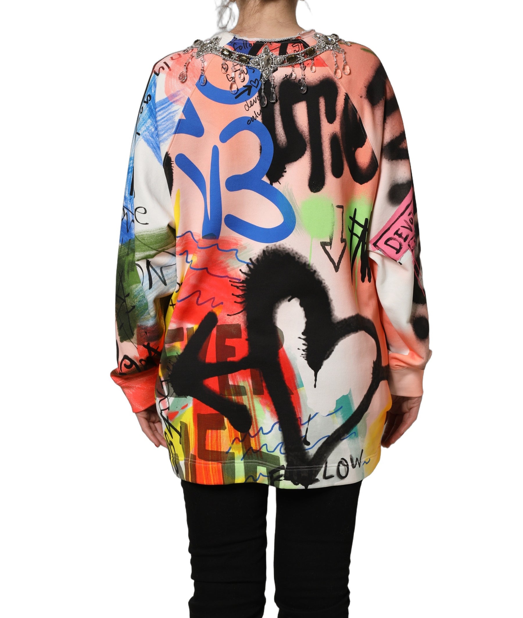 Dolce & Gabbana Multicolor Embellished Graffiti Sweatshirt | Regal Royce