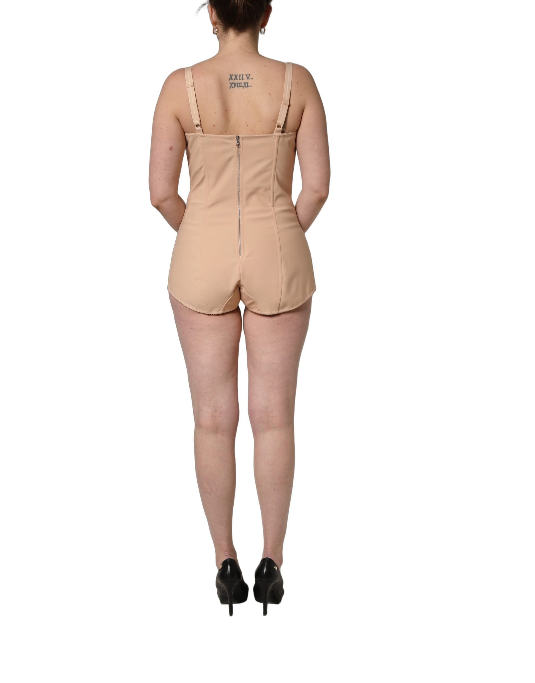 Dolce & Gabbana Nude Nylon Full Body Shaper Bodysuit Top | Regal Royce
