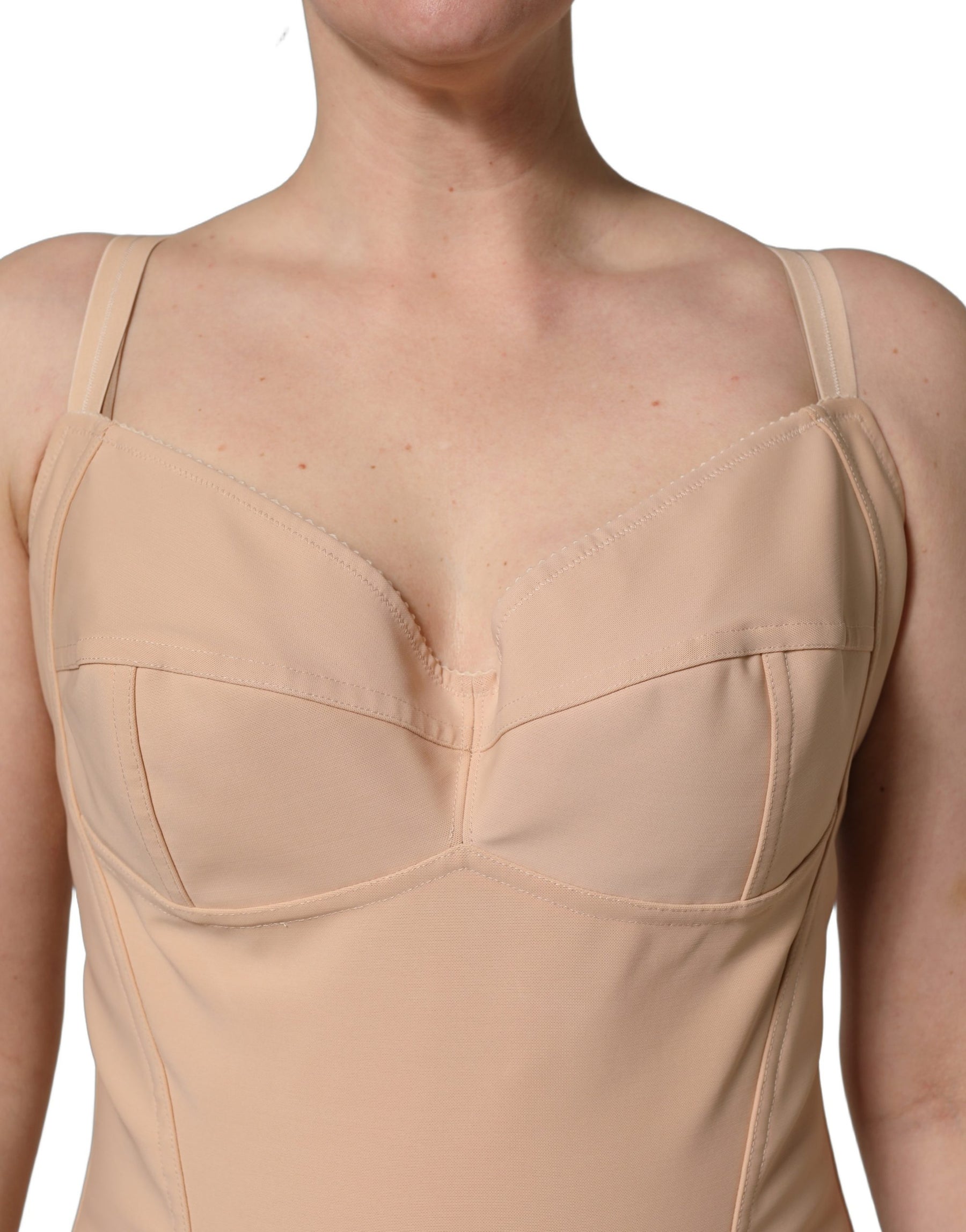 Dolce & Gabbana Nude Nylon Full Body Shaper Bodysuit Top | Regal Royce
