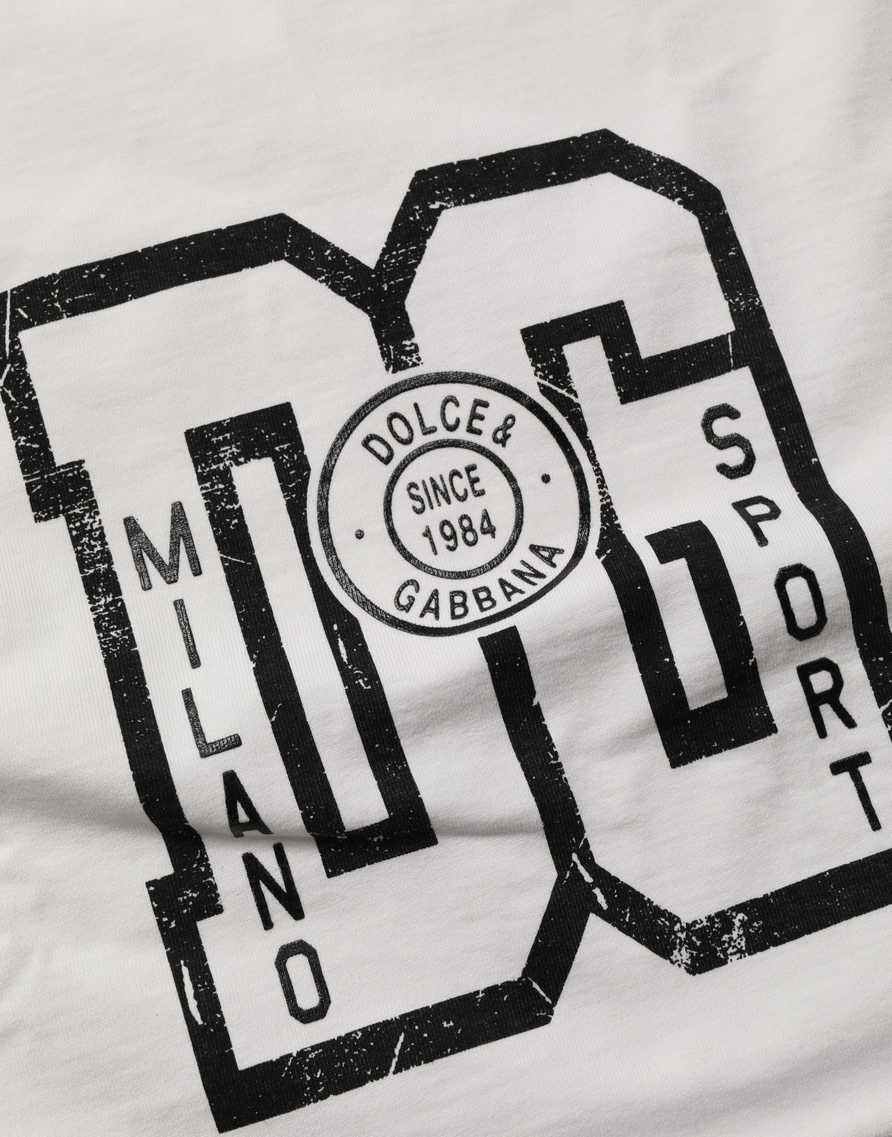 Dolce & Gabbana White Cotton DG Logo Print Cropped Jersey Top | Regal Royce