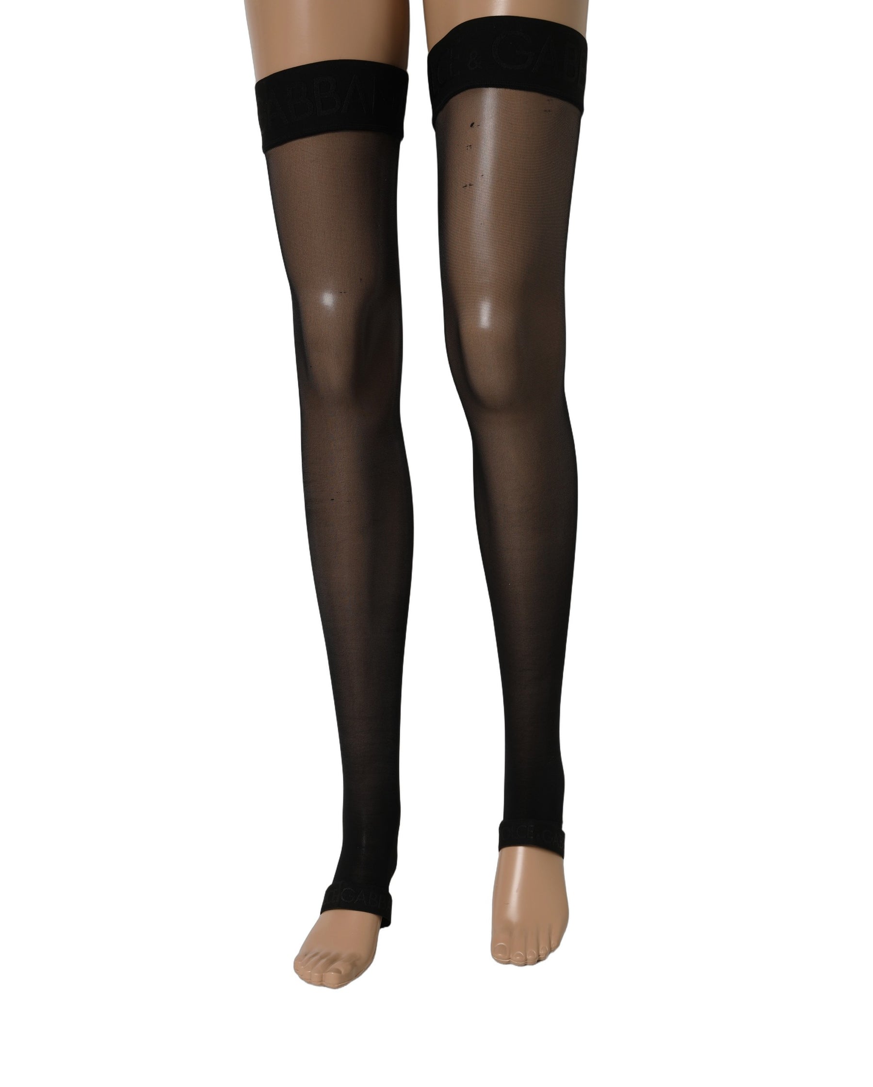 Dolce & Gabbana Black Sheer Nylon Thigh High Stockings Socks | Regal Royce
