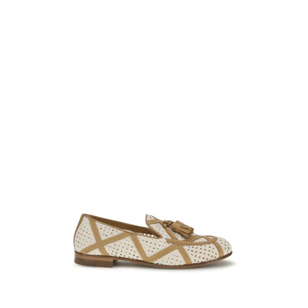 Fratelli Rossetti Beige Linen Slip-On Loafers | Regal Royce