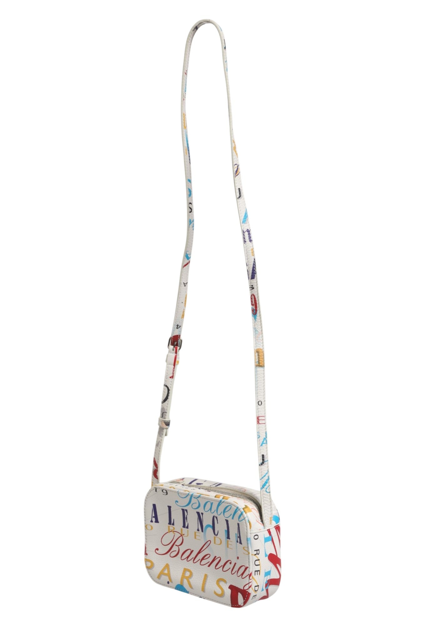 Balenciaga White Graffiti Print Leather Mini City Handbag | Regal Royce