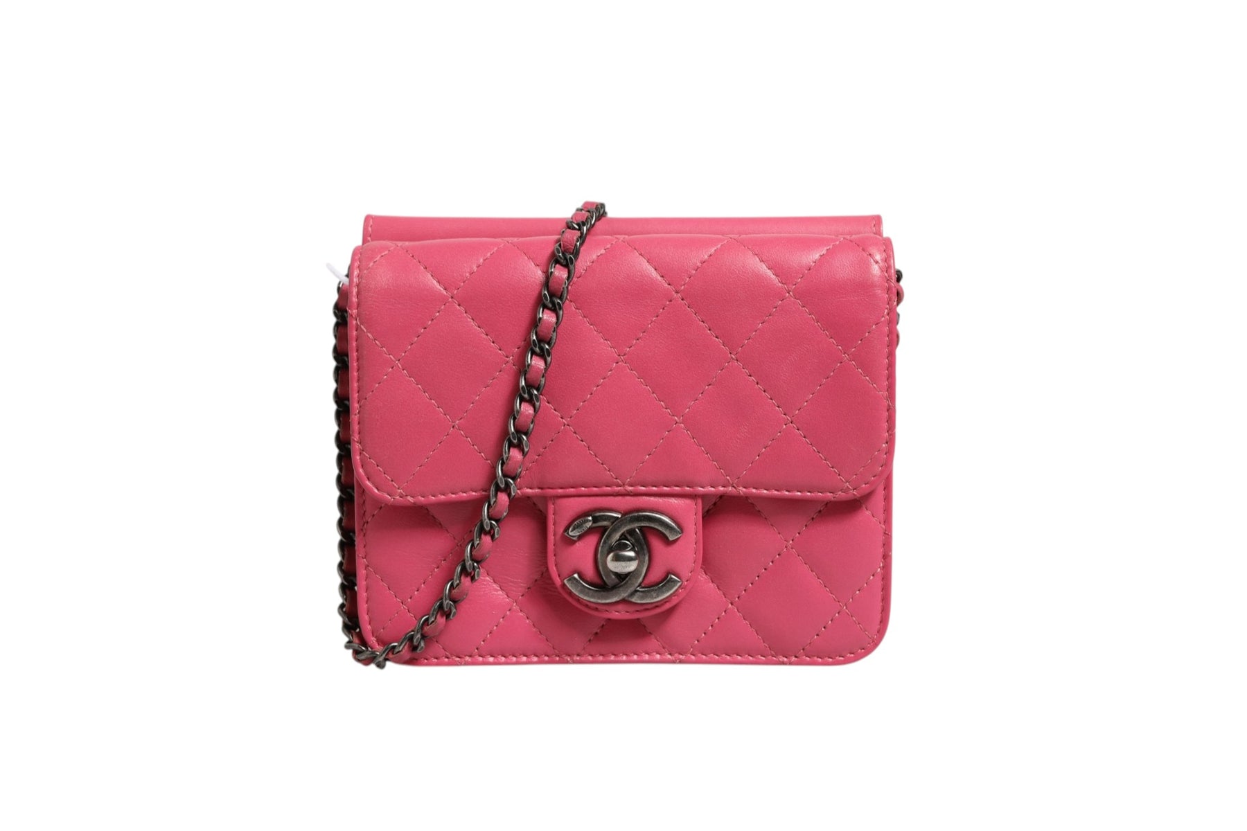 Chanel Pink Quilted Lambskin Leather Classic Square Mini Flap Bag | Regal Royce