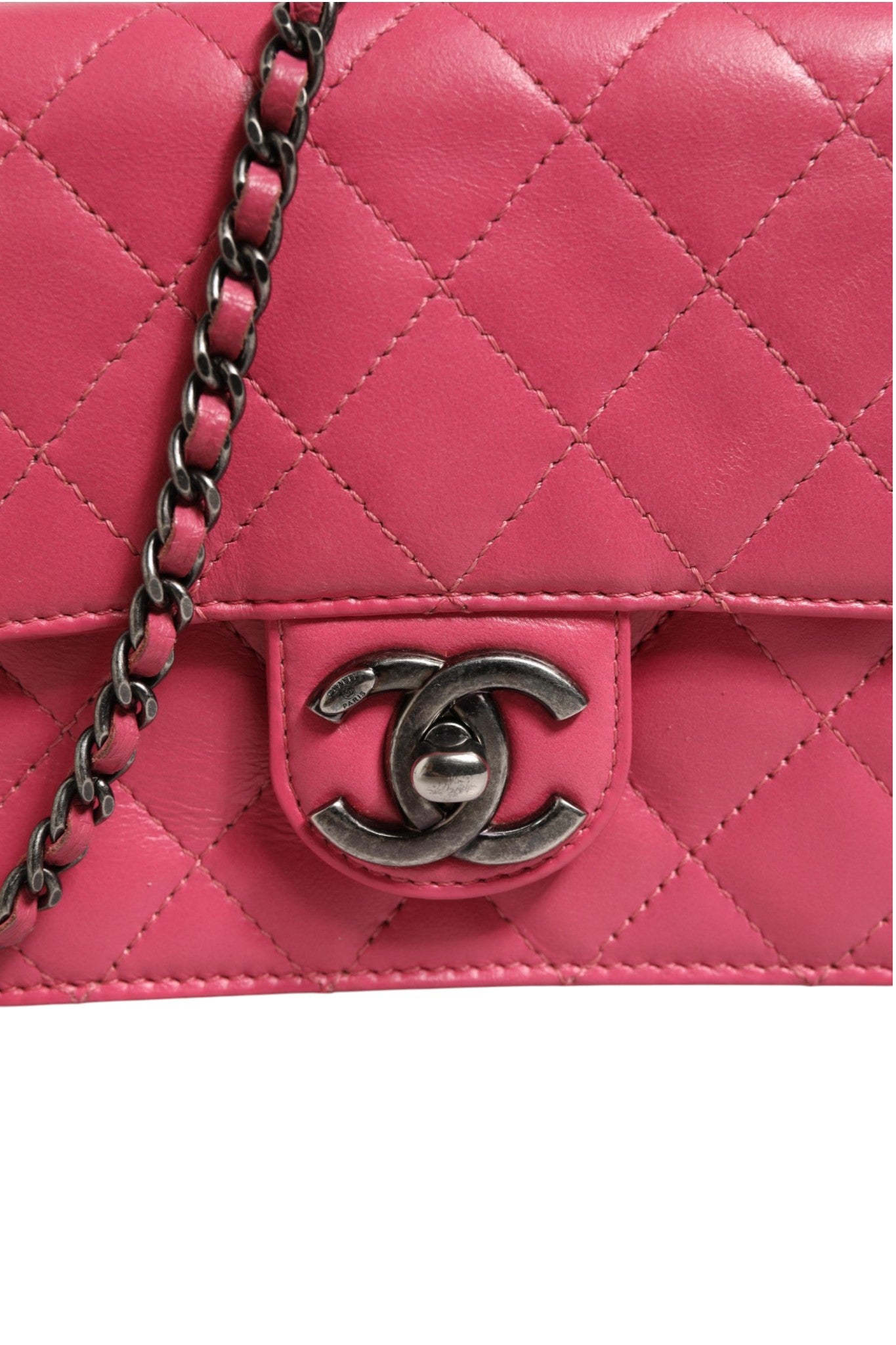 Chanel Pink Quilted Lambskin Leather Classic Square Mini Flap Bag | Regal Royce
