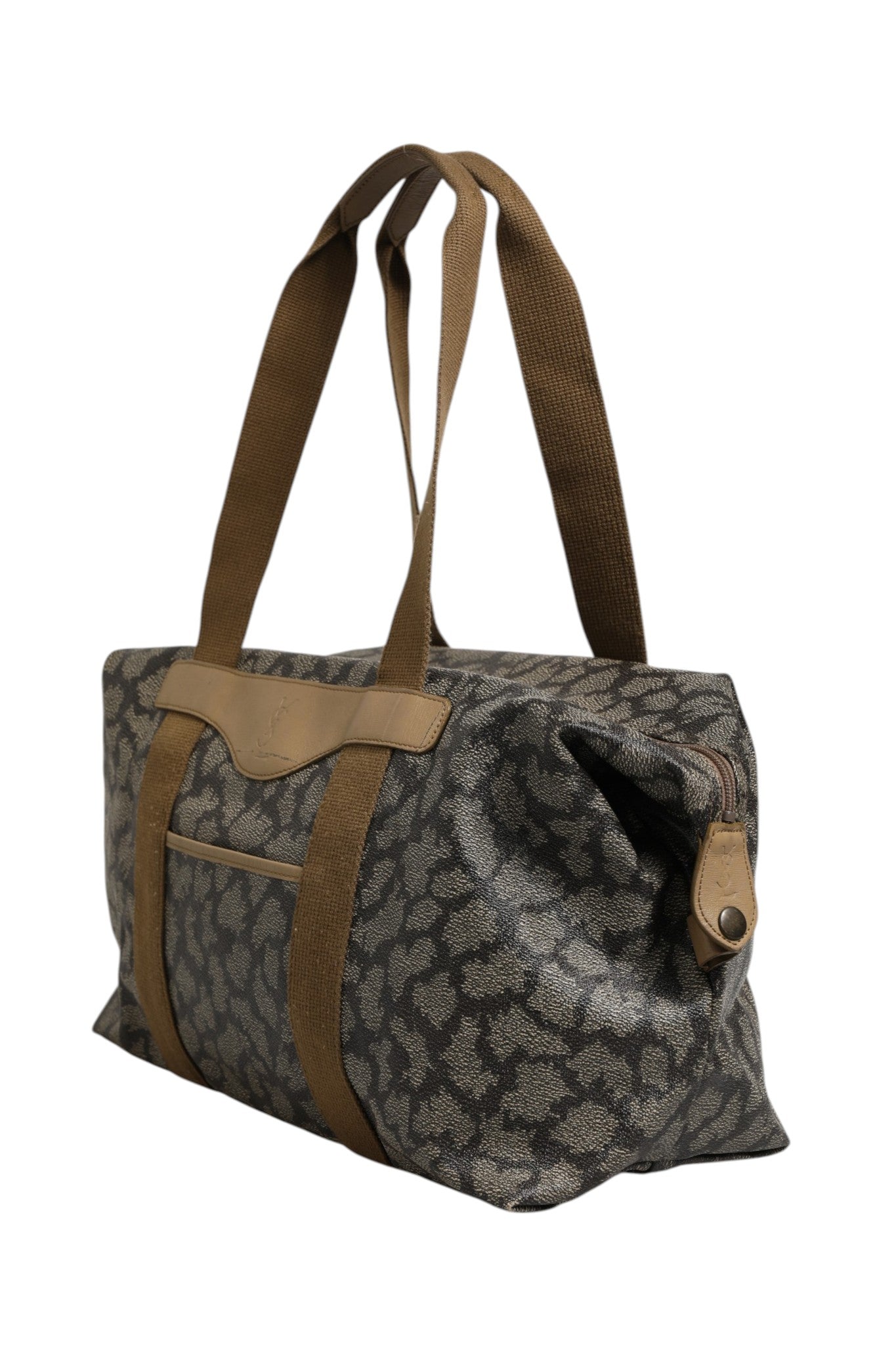Saint Laurent Green and Brown Pattern Canvas Duffel Bag | Regal Royce