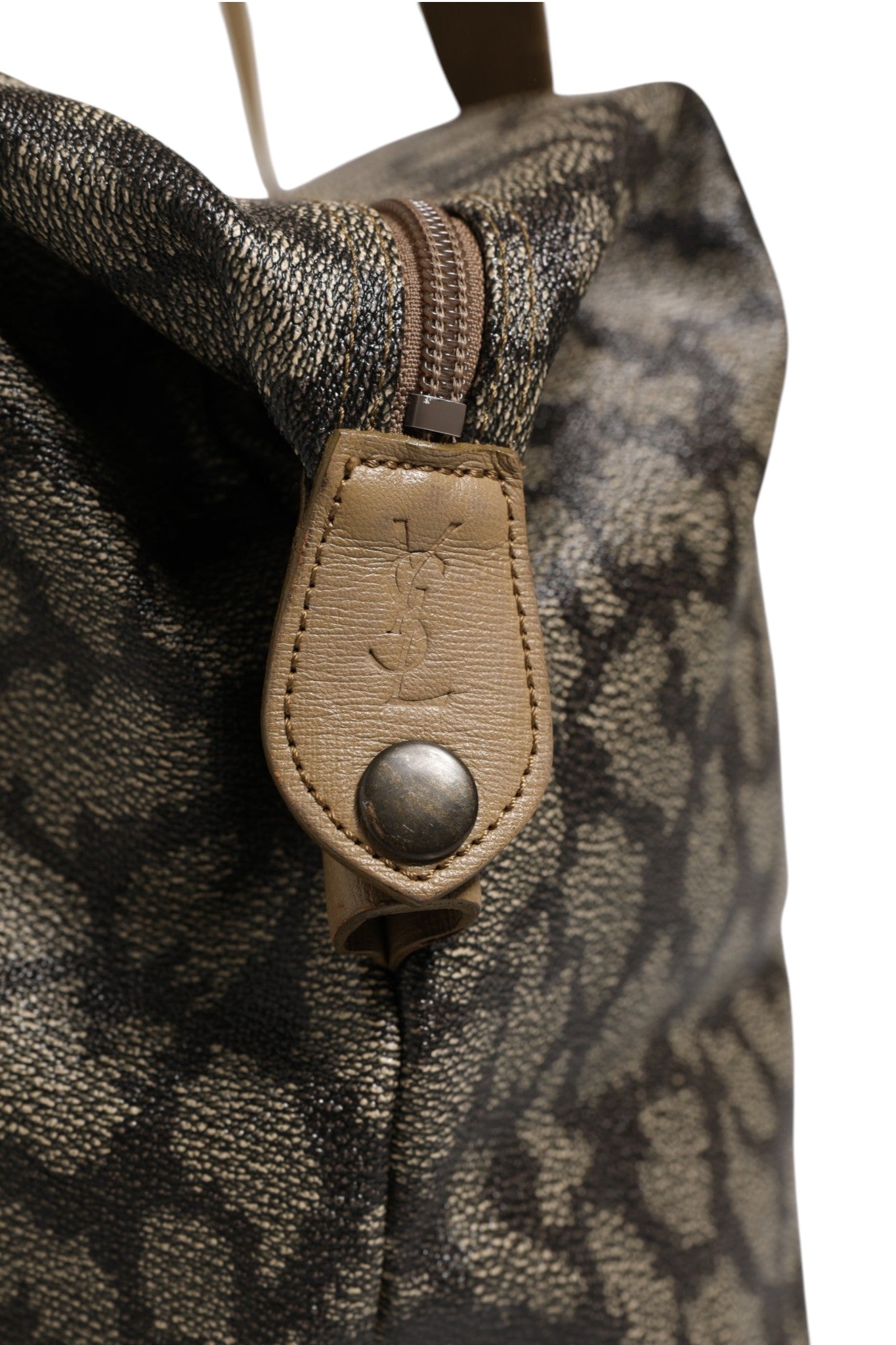 Saint Laurent Green and Brown Pattern Canvas Duffel Bag | Regal Royce