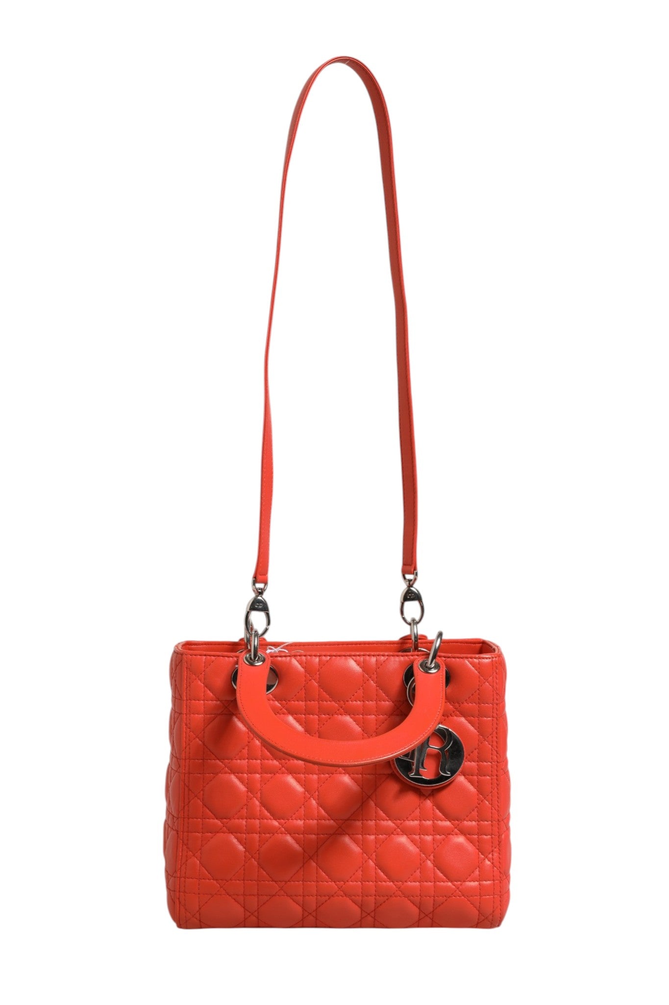 Christian Dior Orange Cannage Lambskin Leather Lady Dior Bag | Regal Royce