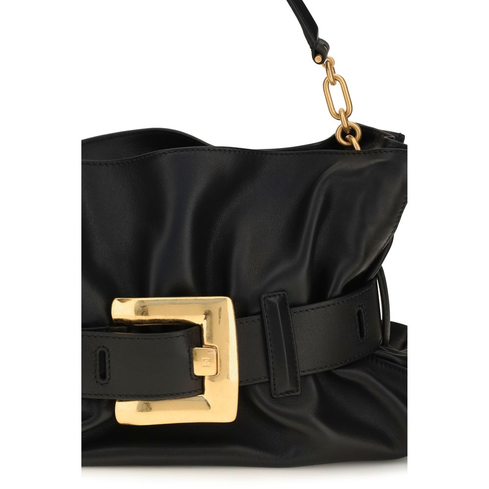 Balmain Black Calf Leather Bos Taurus Shoulder Bag | Regal Royce