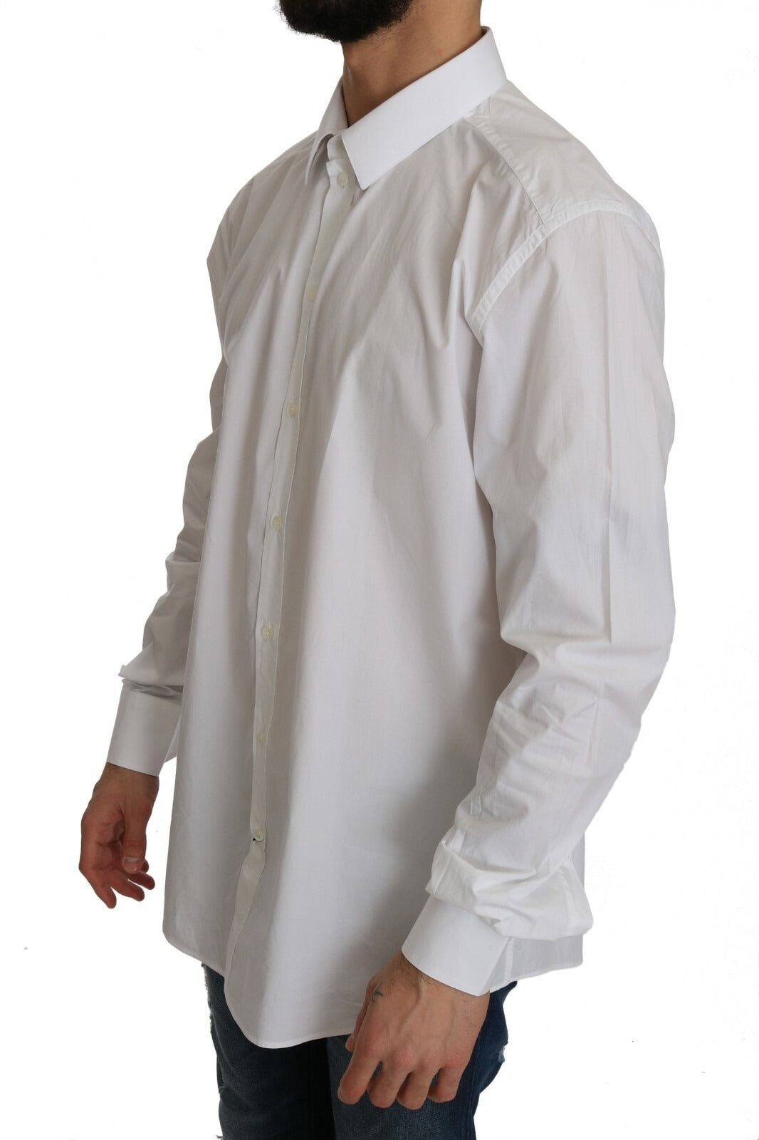 Dolce & Gabbana White 100% Cotton GOLD Slim Dress Shirt | Regal Royce