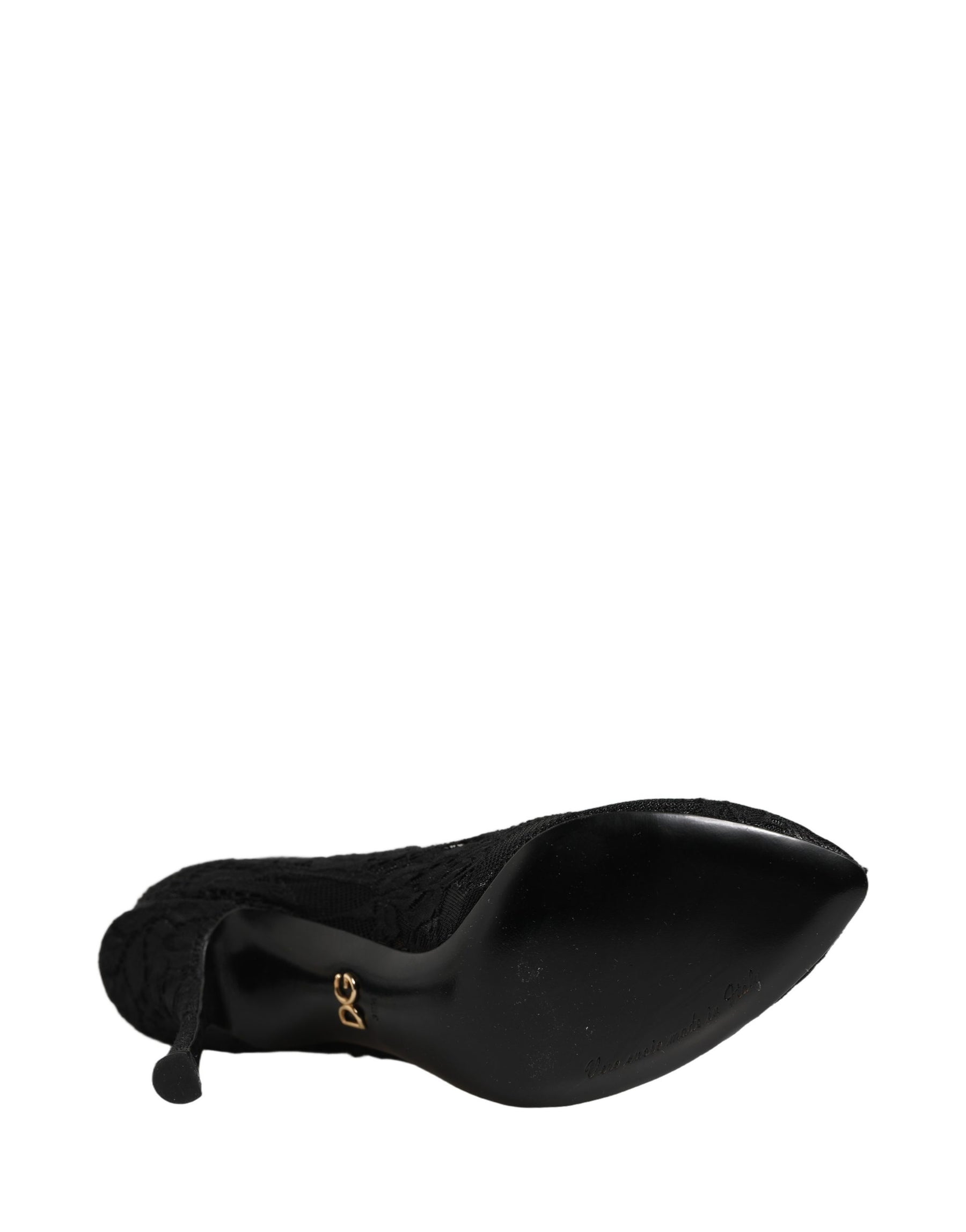 Dolce & Gabbana Black Taormina Lace Socks Boots Pumps Shoes | Regal Royce