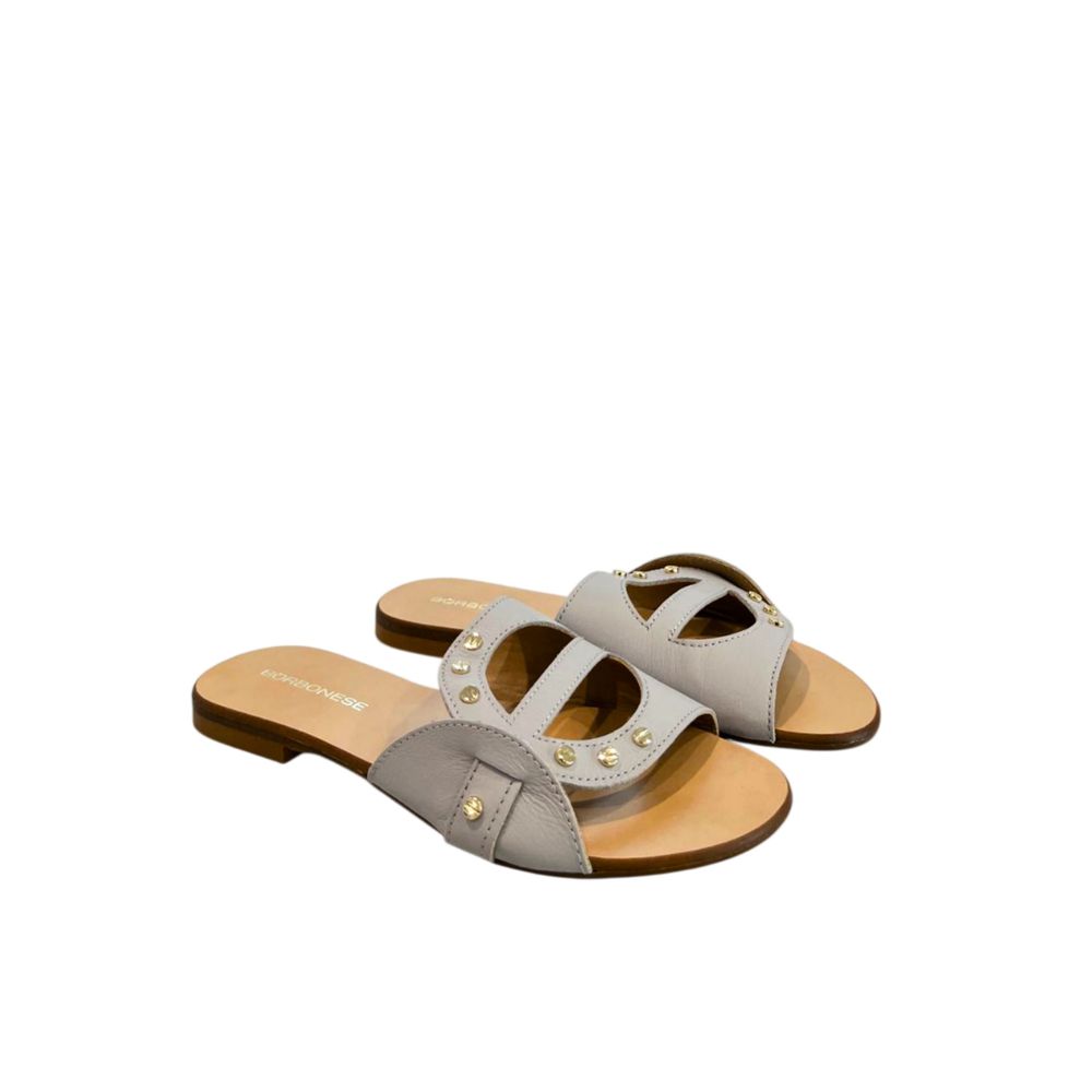 Borbonese Grey Leather Women Sandal | Regal Royce
