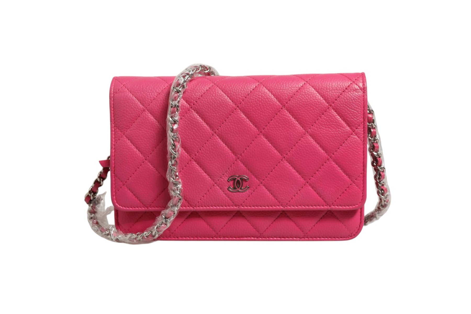 Chanel Pink Quilted Lambskin Wallet On Chain WOC Silver | Regal Royce