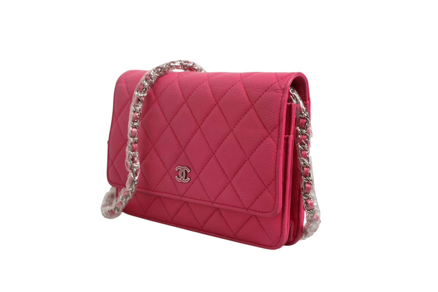 Chanel Pink Quilted Lambskin Wallet On Chain WOC Silver | Regal Royce