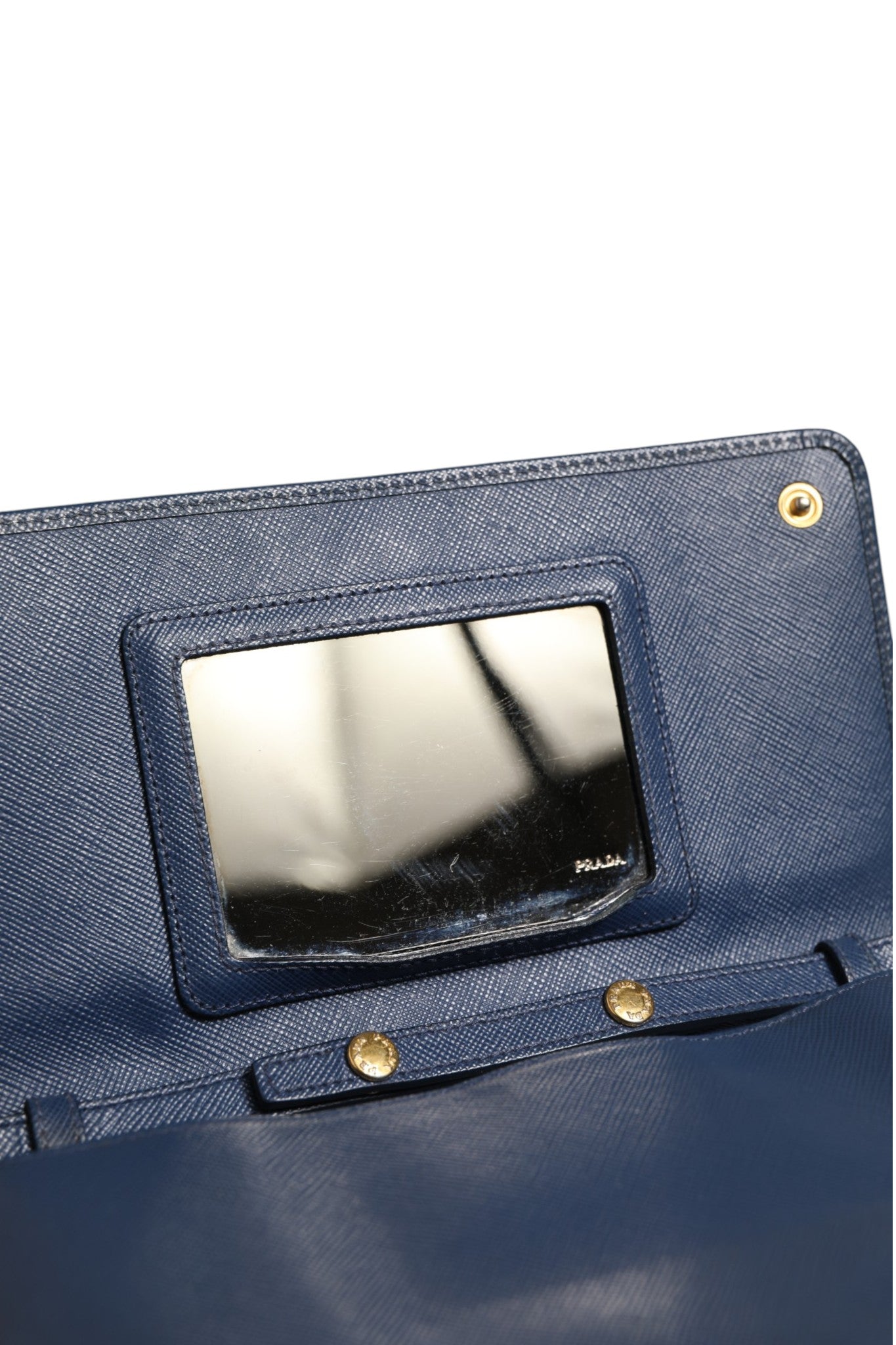 Prada Blue Saffiano Leather Wallet on Chain Clutch Bag | Regal Royce