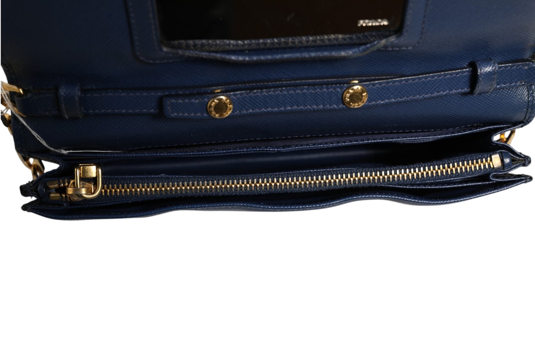 Prada Blue Saffiano Leather Wallet on Chain Clutch Bag | Regal Royce