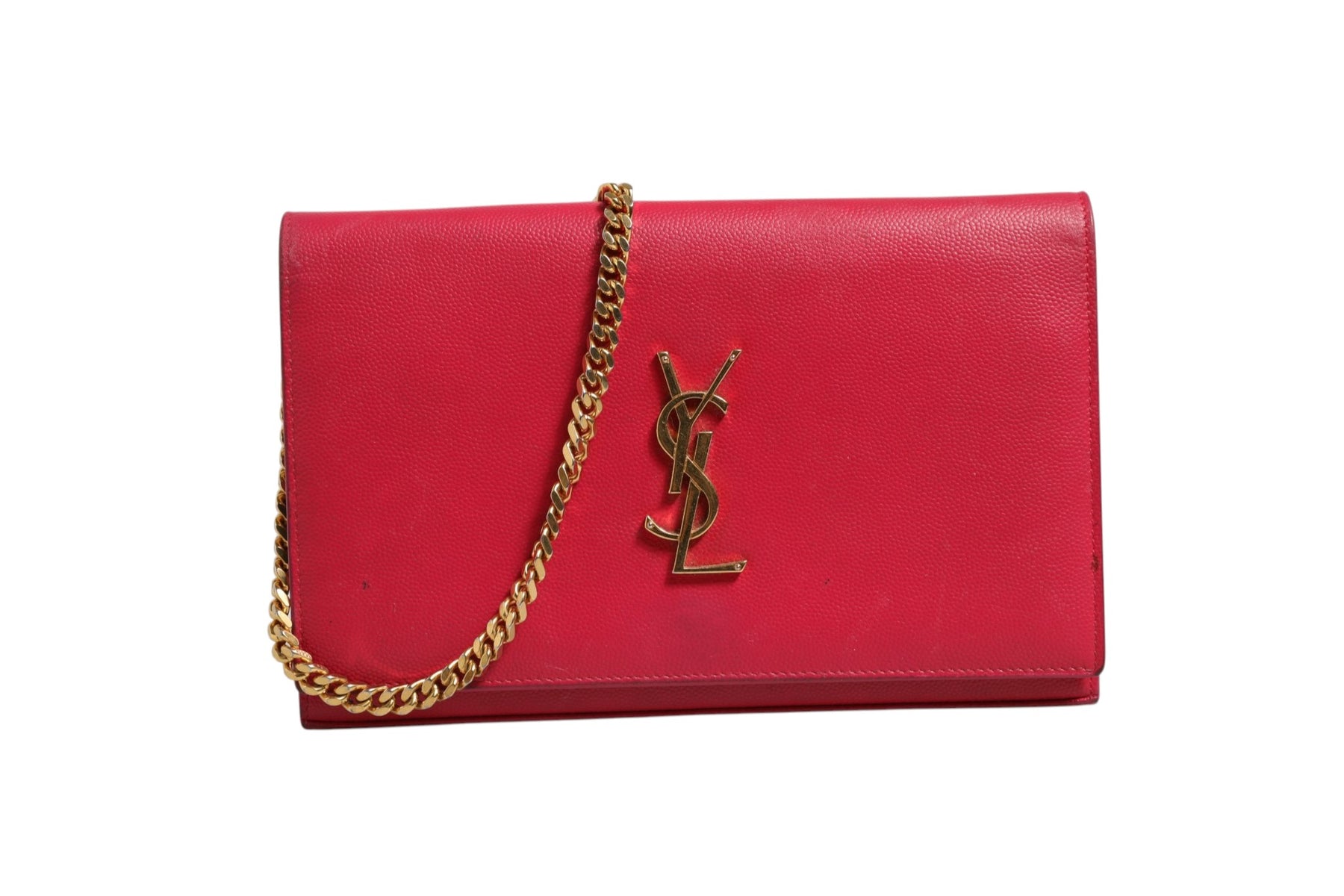 Saint Laurent Red Leather Monogram Wallet on Chain | Regal Royce
