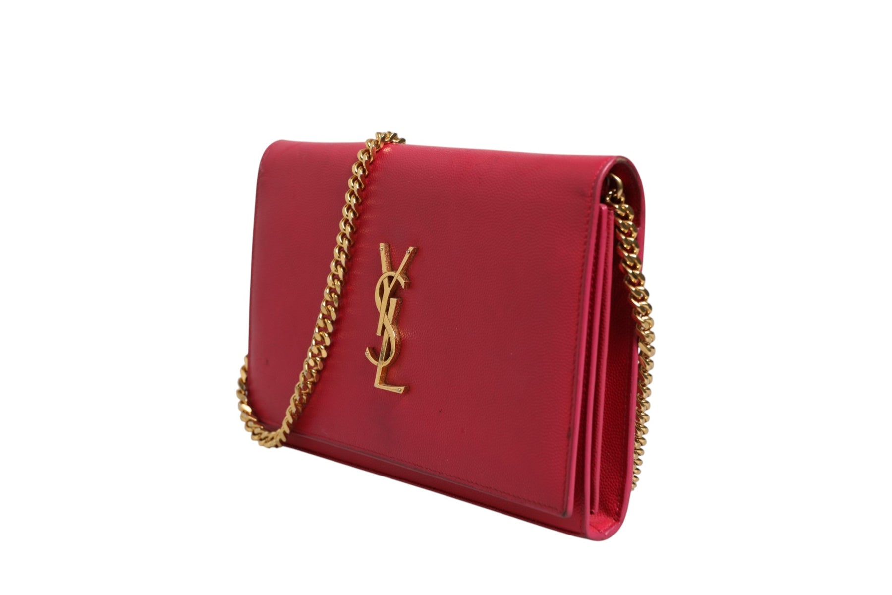 Saint Laurent Red Leather Monogram Wallet on Chain | Regal Royce