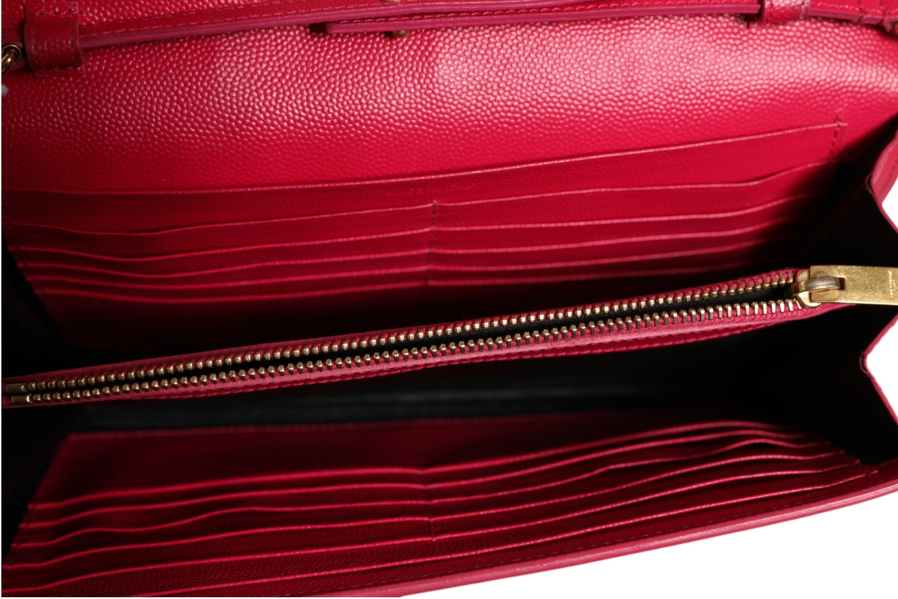 Saint Laurent Red Leather Monogram Wallet on Chain | Regal Royce