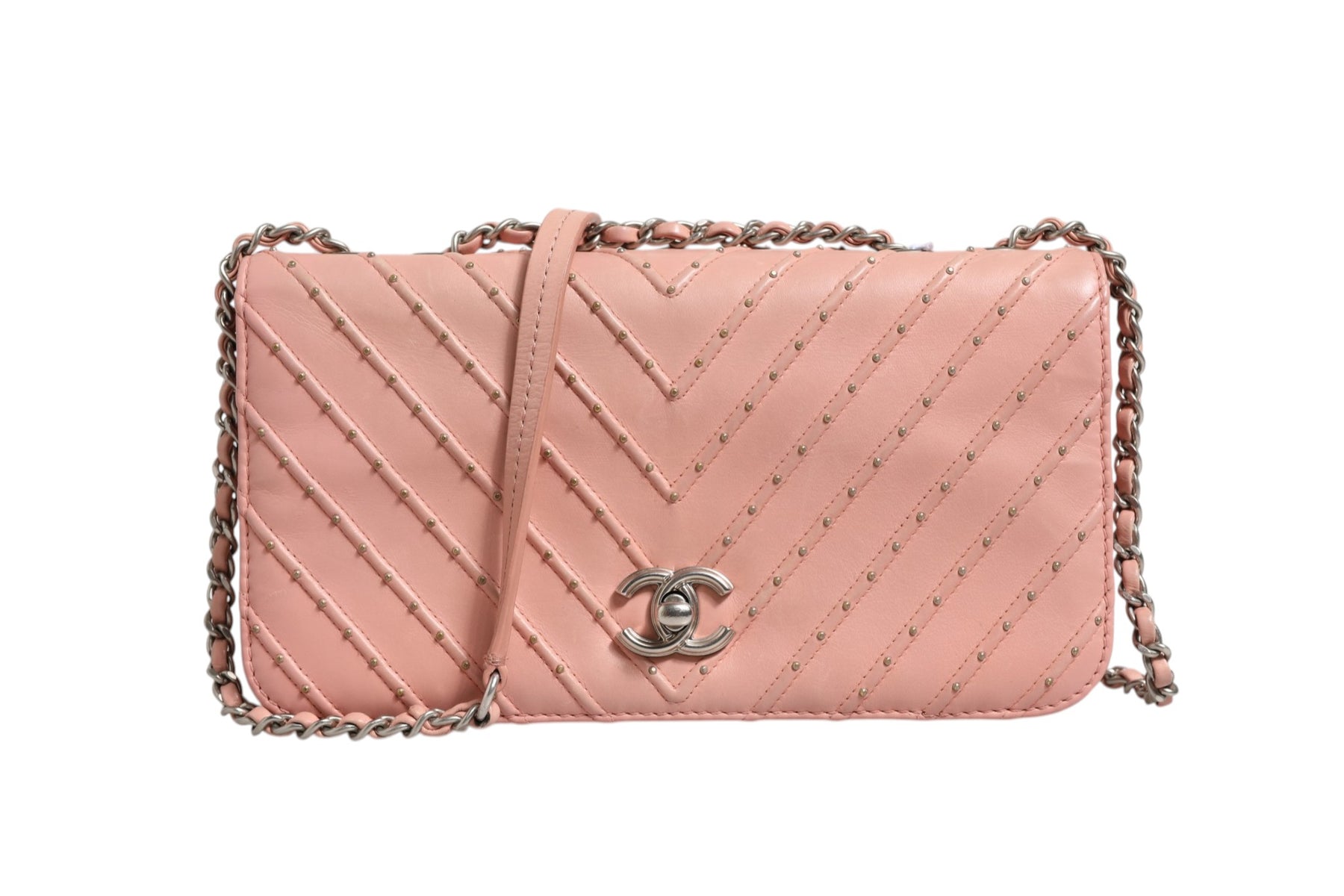 Chanel Small Classic Double Flap Bag Light Pink Chevron | Regal Royce