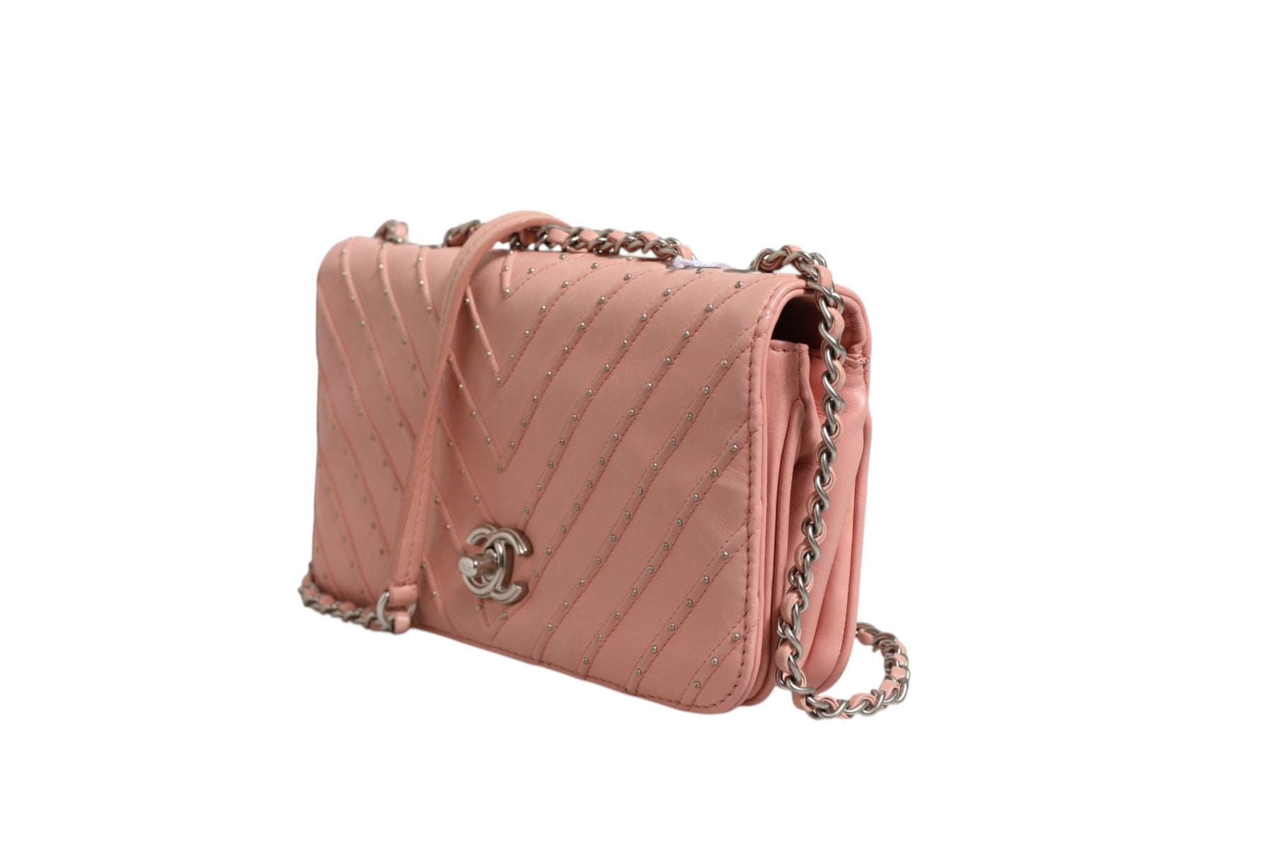 Chanel Small Classic Double Flap Bag Light Pink Chevron | Regal Royce