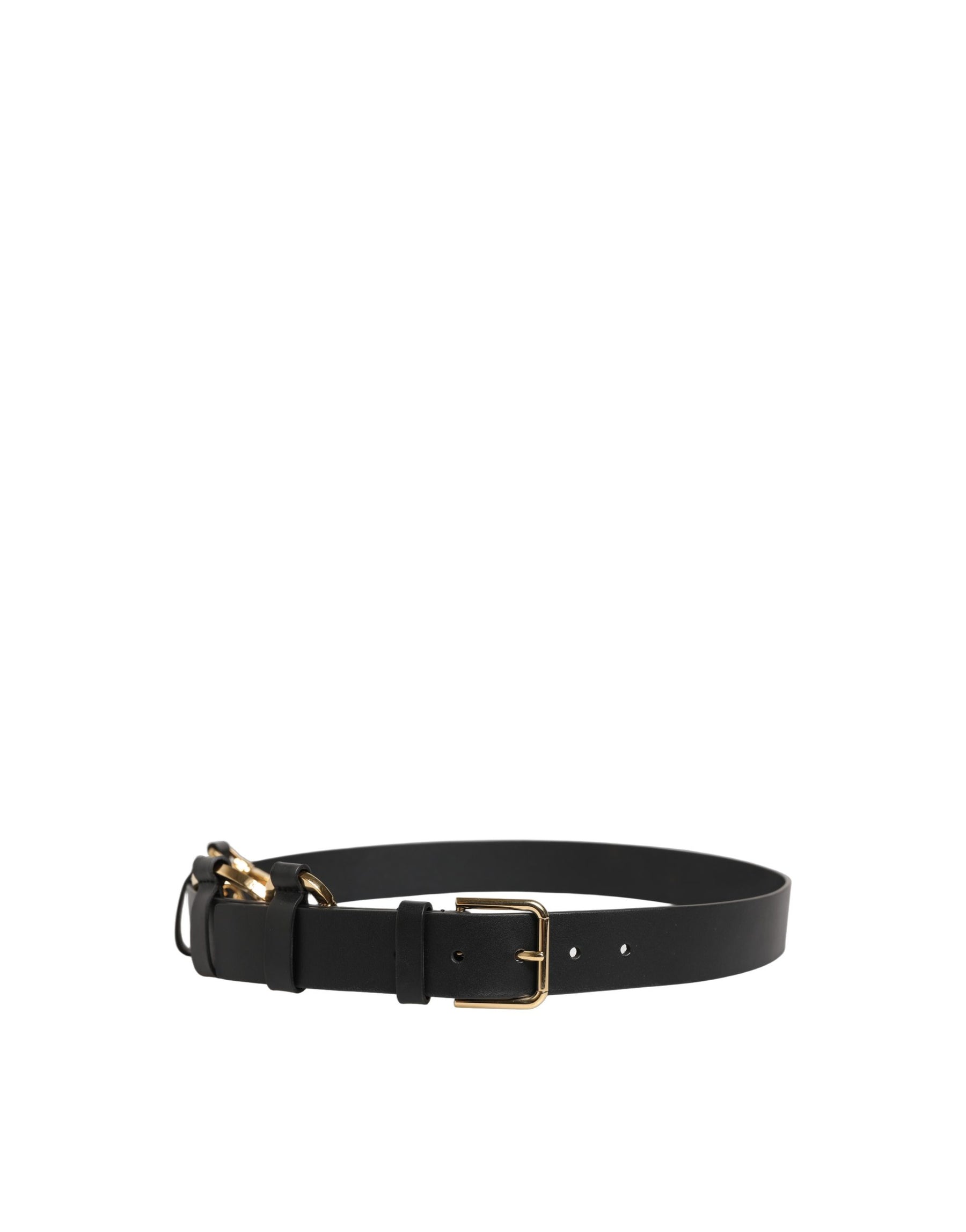 Dolce & Gabbana Black Calf Leather Gold Metal Buckle Men Belt | Regal Royce