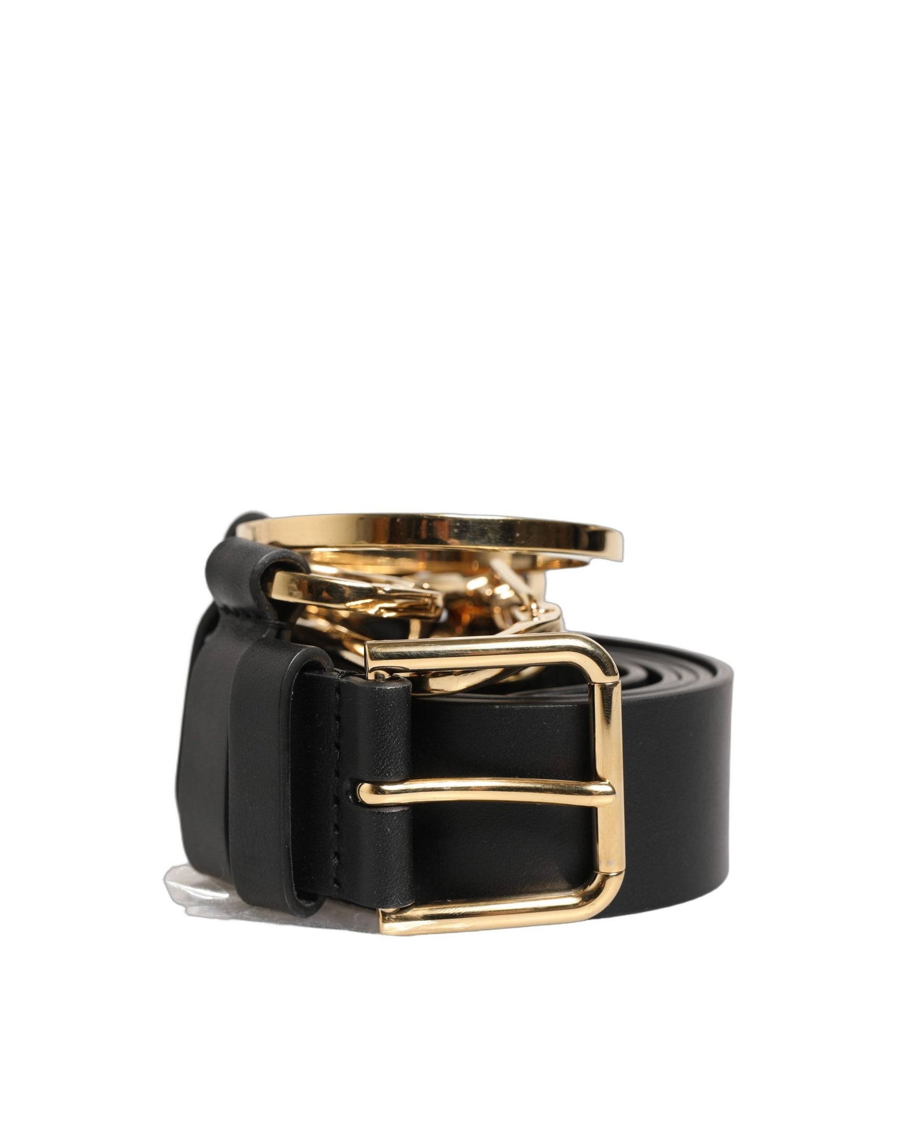 Dolce & Gabbana Black Calf Leather Gold Metal Buckle Men Belt | Regal Royce